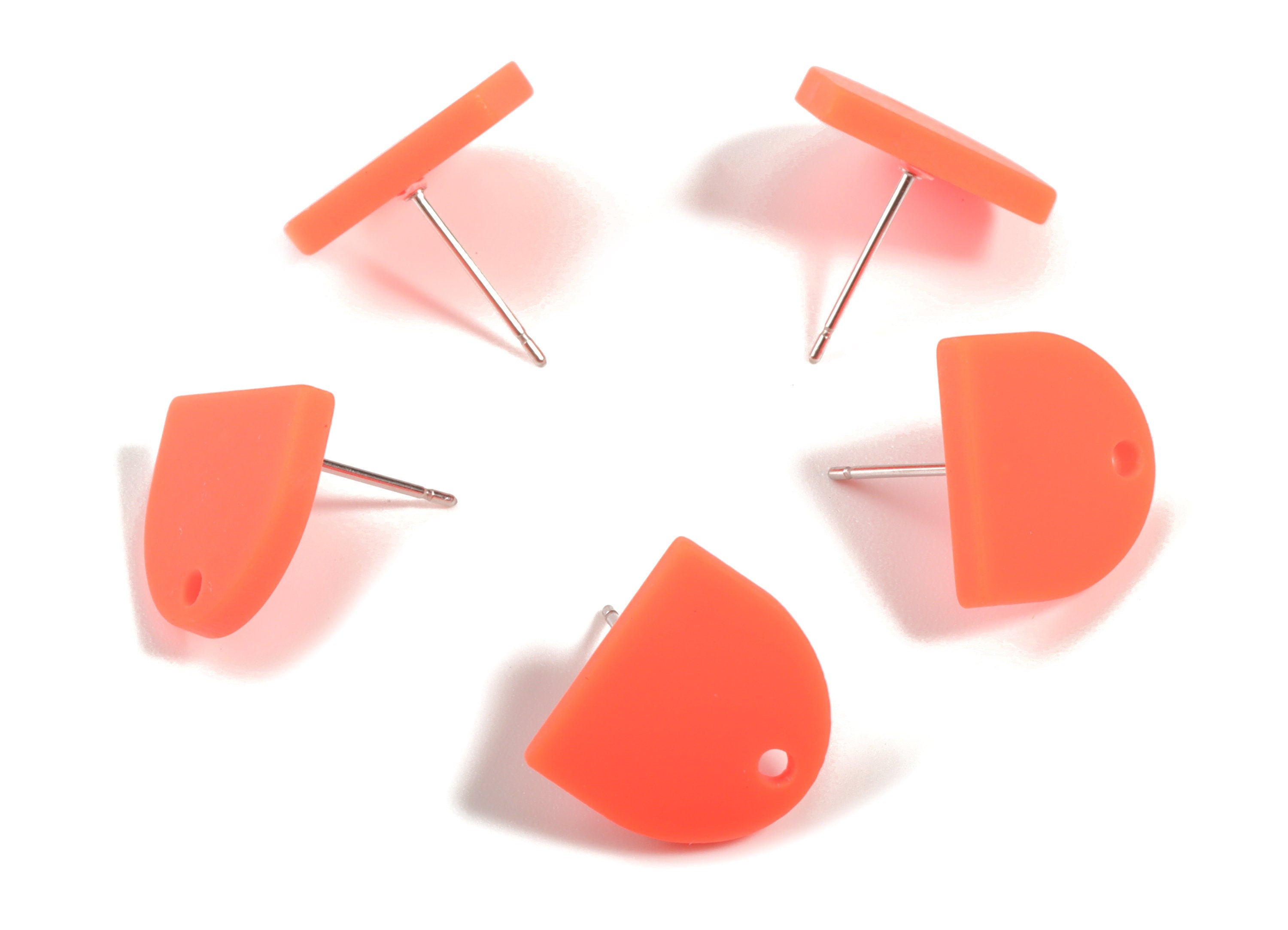 Acrylic Mini D Earring Stud - Matte Semi Circle Earring Post - Jewelry Supplies - Color Code:A466 - 13.73x12.7x2.3mm - AC1889B - DOMEDBAZAAR