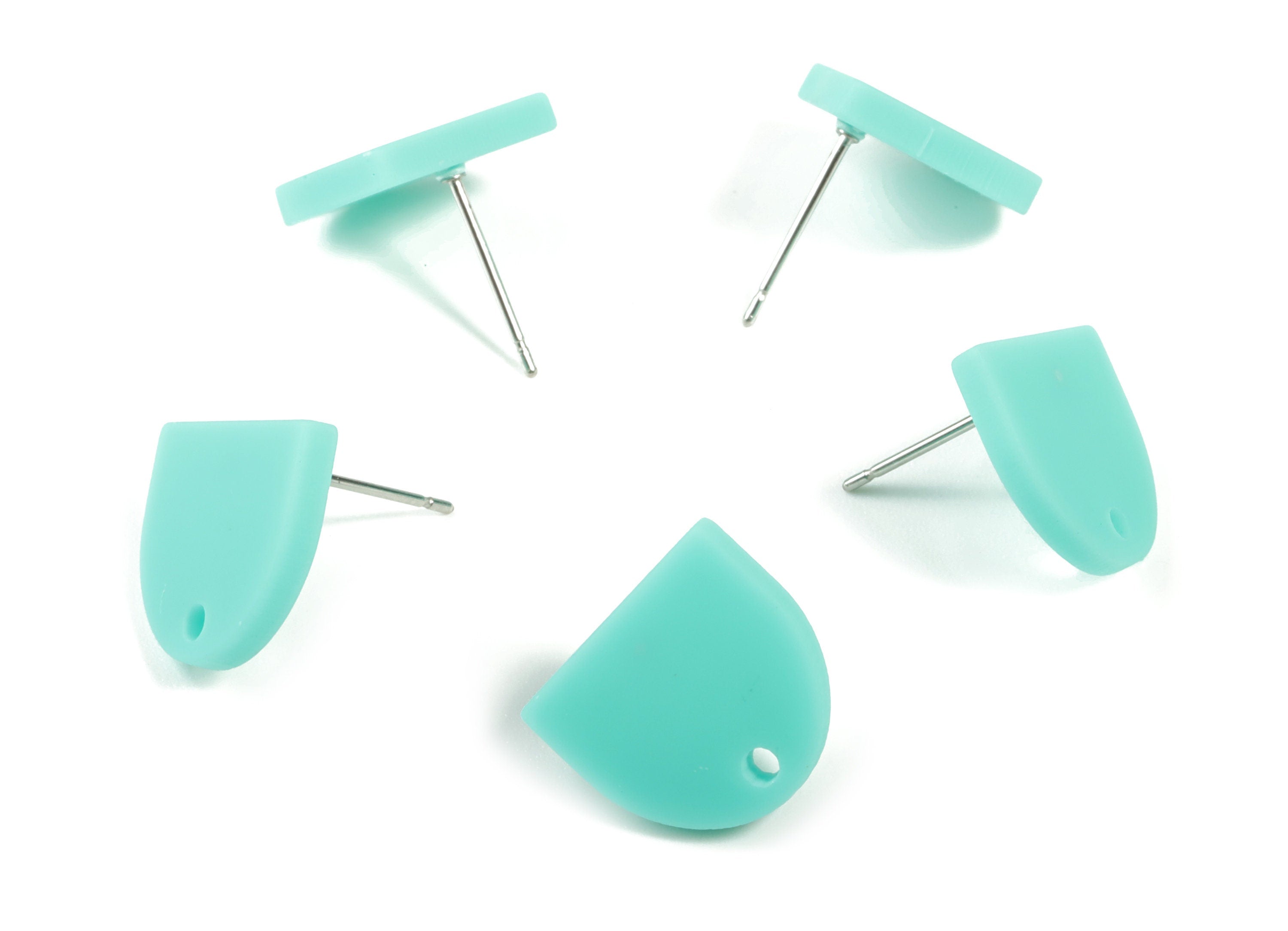 Acrylic Mini D Earring Stud - Matte Semi Circle Earring Post - Jewelry Supplies - Color Code:A467 - 13.73x12.7x2.3mm - AC1889C - DOMEDBAZAAR