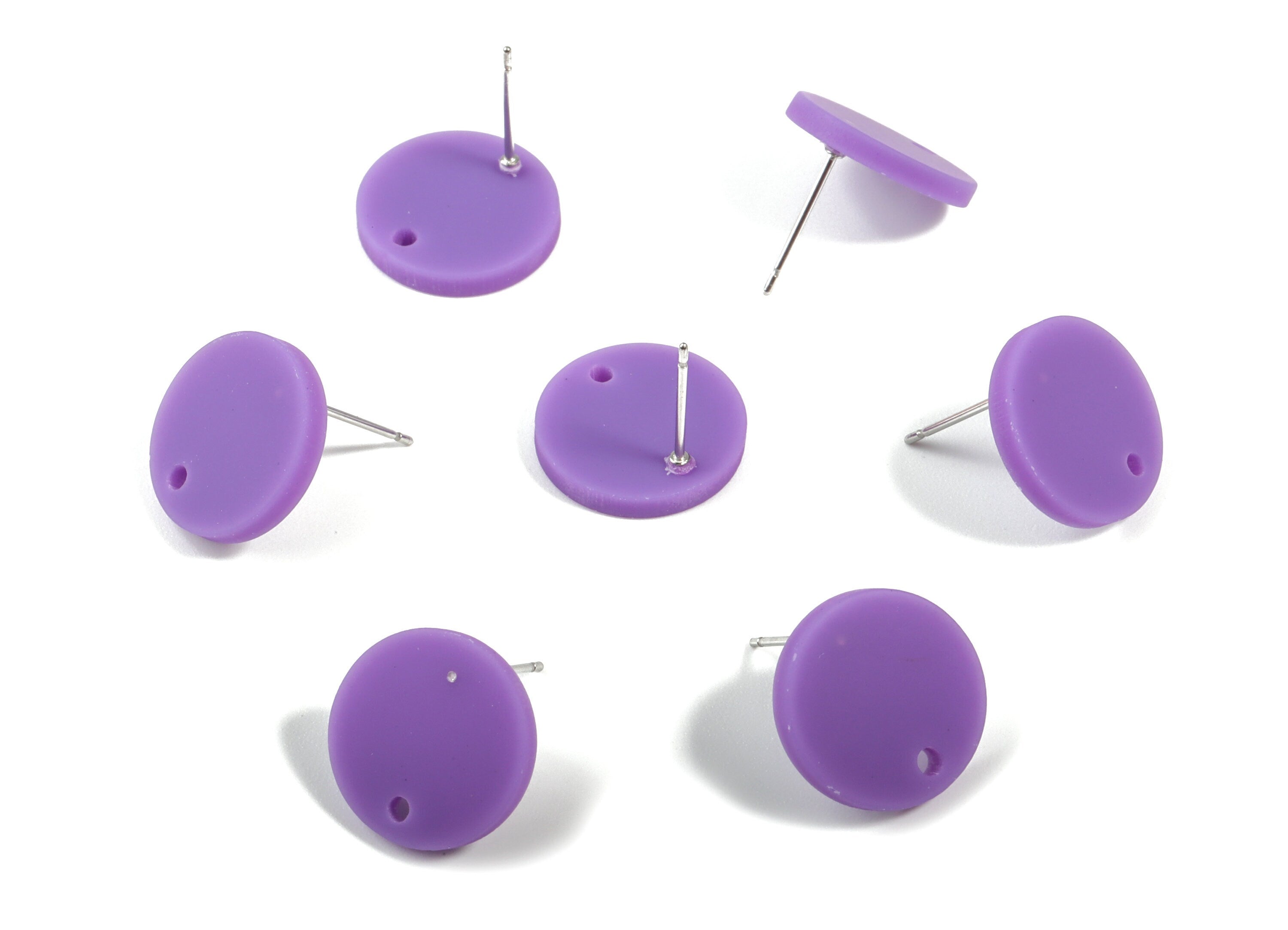 Acrylic Mini Round Earring Stud - Matte Circle Earring Post - Jewelry Supplies - Color Code:A475 - 14.64x14.64x2.17mm - AC1888J - DOMEDBAZAAR