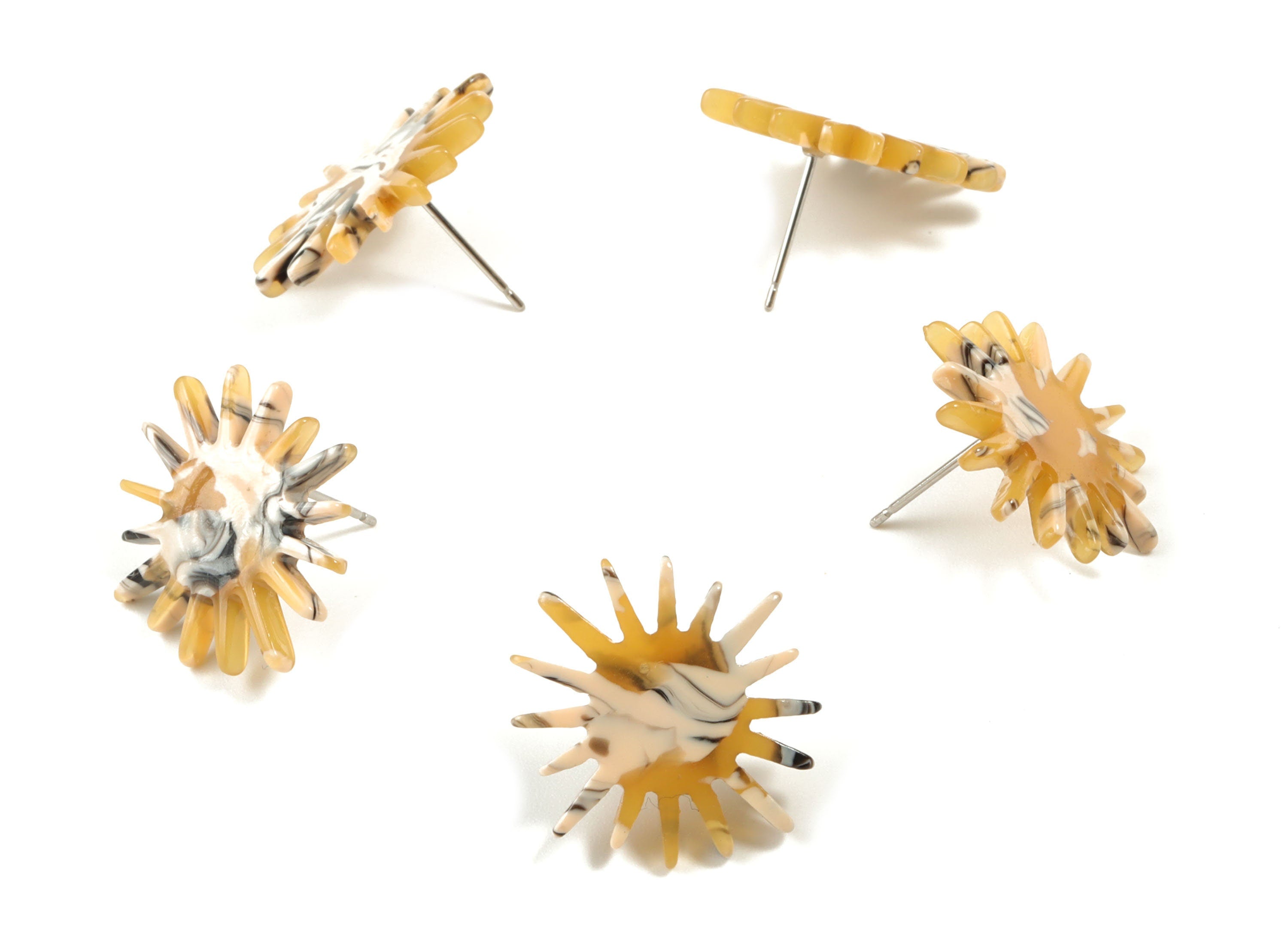 Acetate Sun Earring Stud - Star Earring Post - Surgical Stud - Jewelry Supplies - Color Code: A14- 22.43x21.47x14.36mm - AC1814-A14 - DOMEDBAZAAR