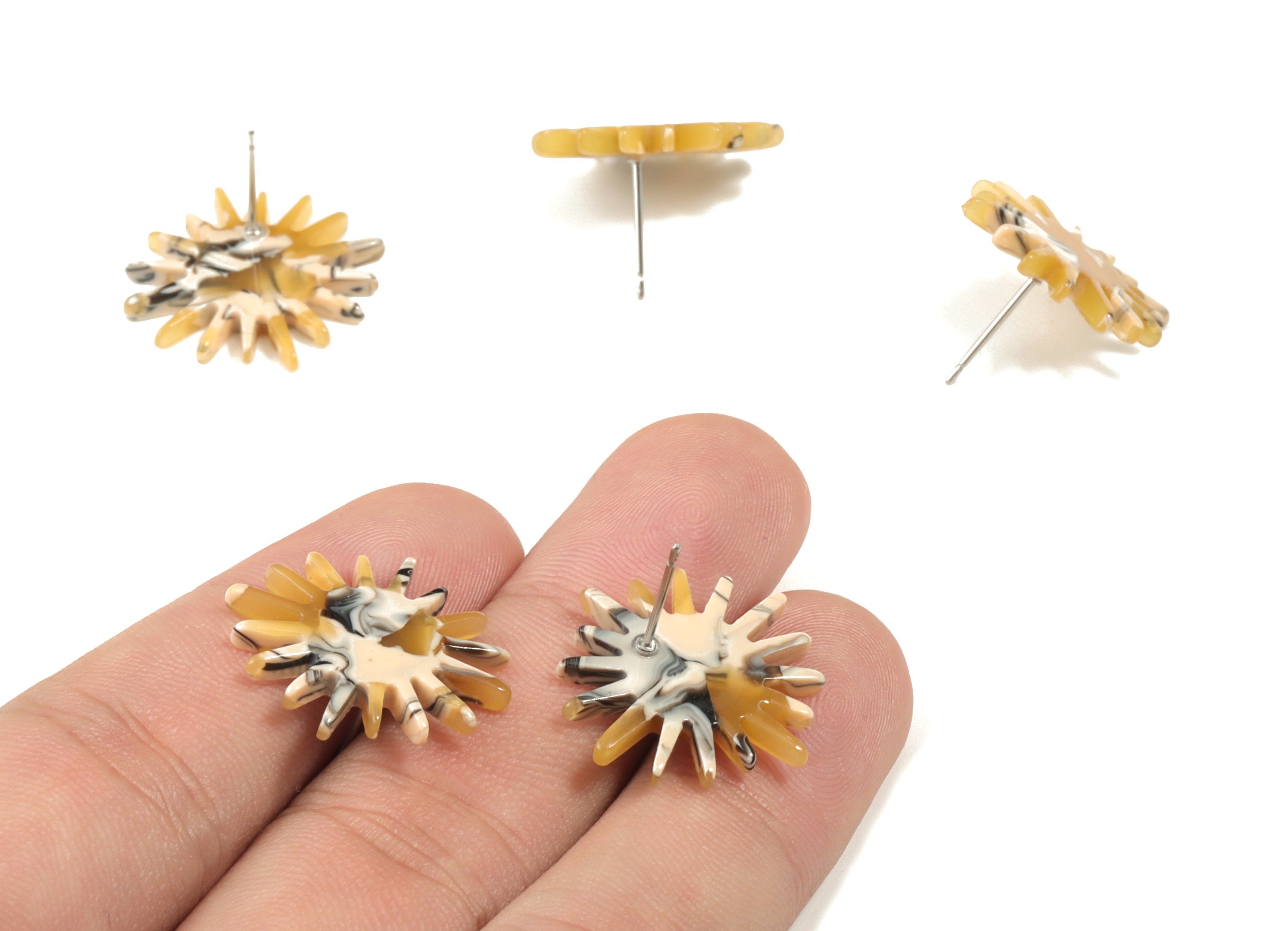 Acetate Sun Earring Stud - Star Earring Post - Surgical Stud - Jewelry Supplies - Color Code: A14- 22.43x21.47x14.36mm - AC1814-A14 - DOMEDBAZAAR