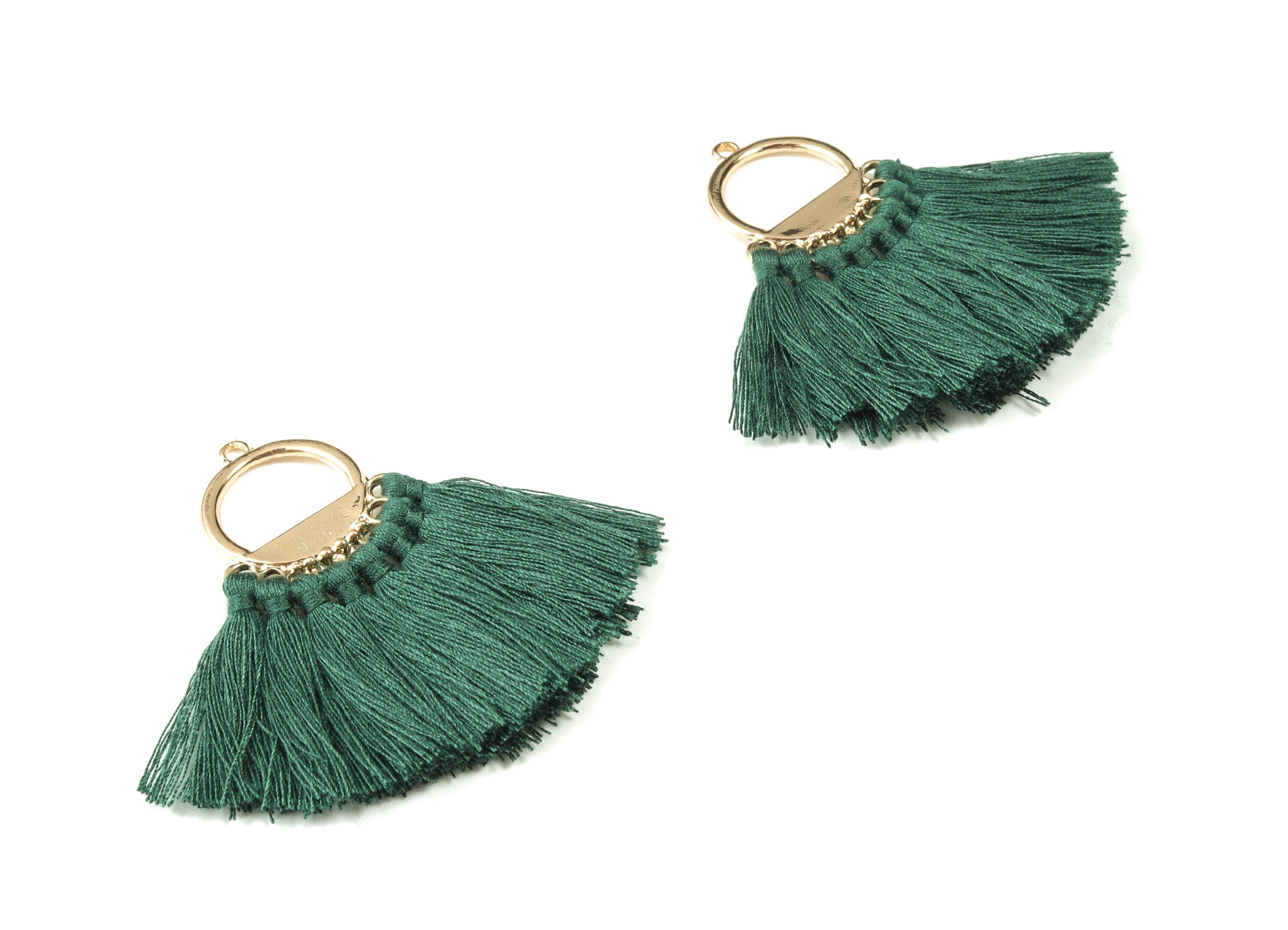 Tassel Earring Charms With Ring -  Fan Tassel Earrings - Alloy Ring Earrings - Tassel Findings -  Boho Charms - 51.23x23.05x2.98mm - TS1151A - DOMEDBAZAAR