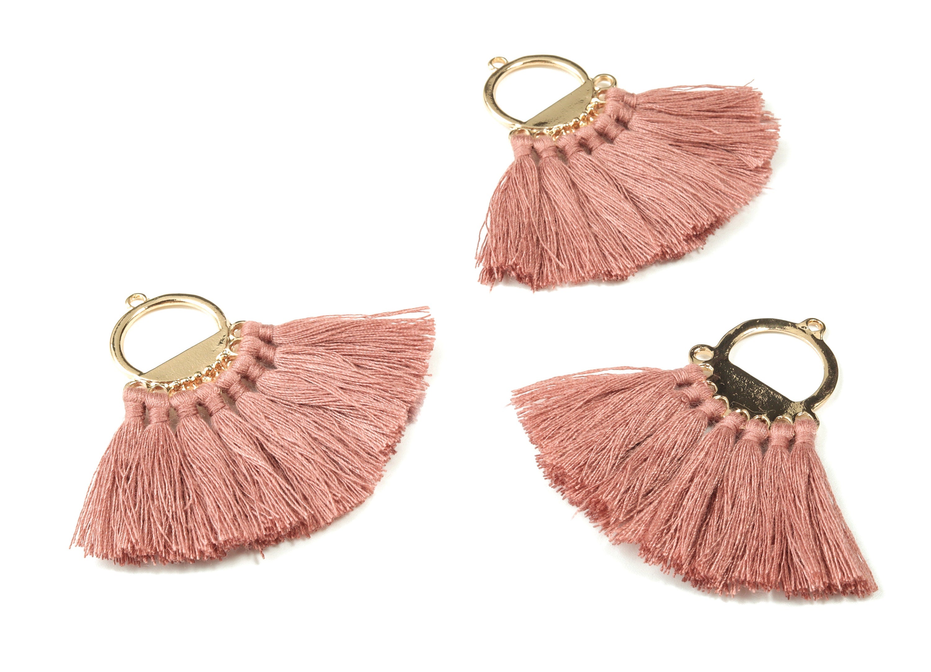 Tassel Earring Charms With Ring -  Fan Tassel Earrings - Alloy Ring Earrings - Tassel Findings -  Boho Charms - 51.23x23.05x2.98mm - TS1151C - DOMEDBAZAAR