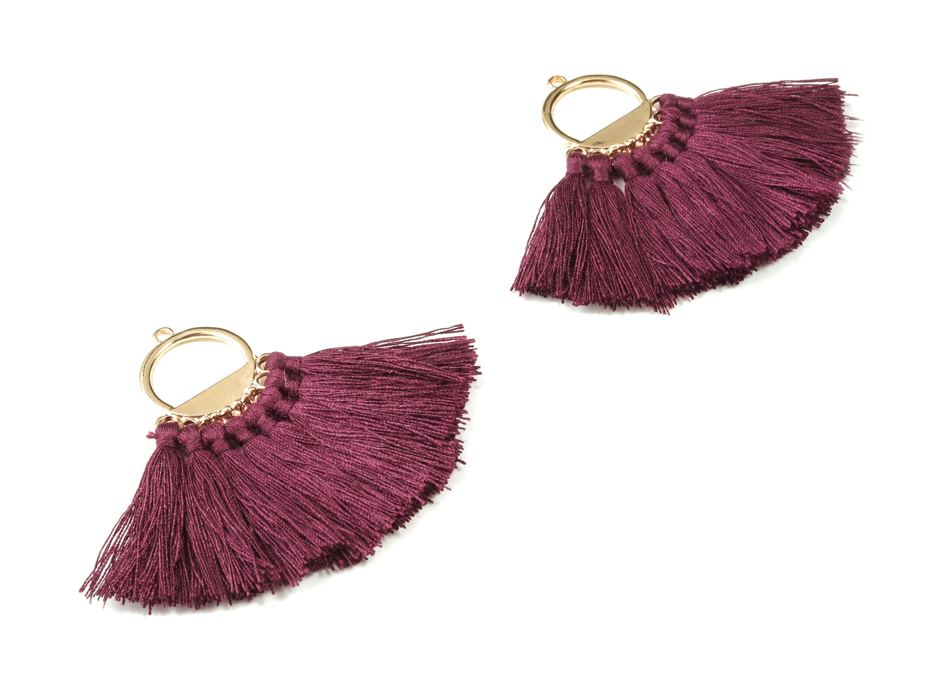 Tassel Earring Charms With Ring -  Fan Tassel Earrings - Alloy Ring Earrings - Tassel Findings -  Boho Charms - 51.23x23.05x2.98mm - TS1151E - DOMEDBAZAAR