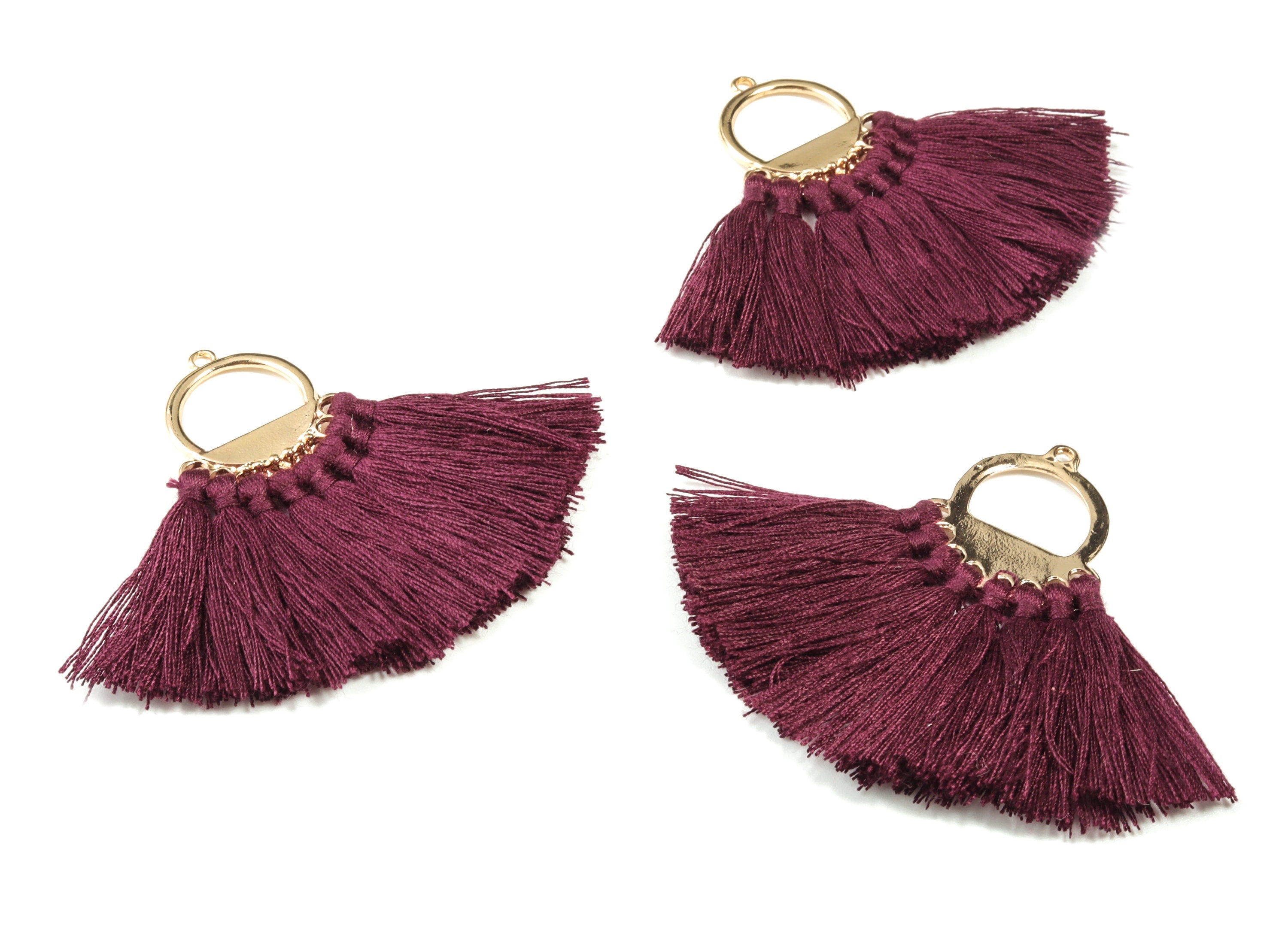 Tassel Earring Charms With Ring -  Fan Tassel Earrings - Alloy Ring Earrings - Tassel Findings -  Boho Charms - 51.23x23.05x2.98mm - TS1151E - DOMEDBAZAAR