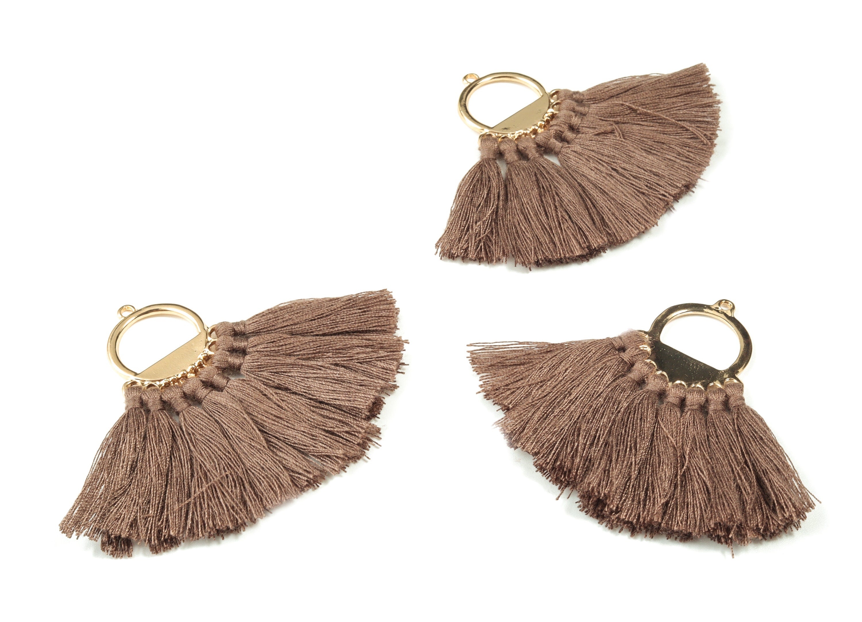 Tassel Earring Charms With Ring -  Fan Tassel Earrings - Alloy Ring Earrings - Tassel Findings -  Boho Charms - 51.23x23.05x2.98mm - TS1151F - DOMEDBAZAAR
