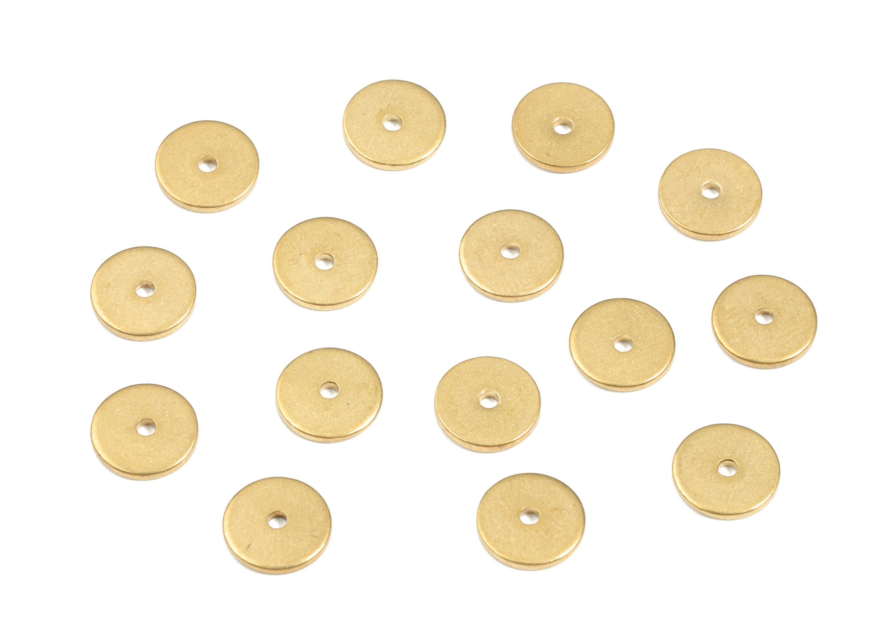 Brass Flat Disc Beads Spacers - Raw Brass Disk Heishi Rondelle Spacers Beads - Earring Findings - Jewelry Supplies - 8.07x8.07x1mm - PP3542 - DOMEDBAZAAR