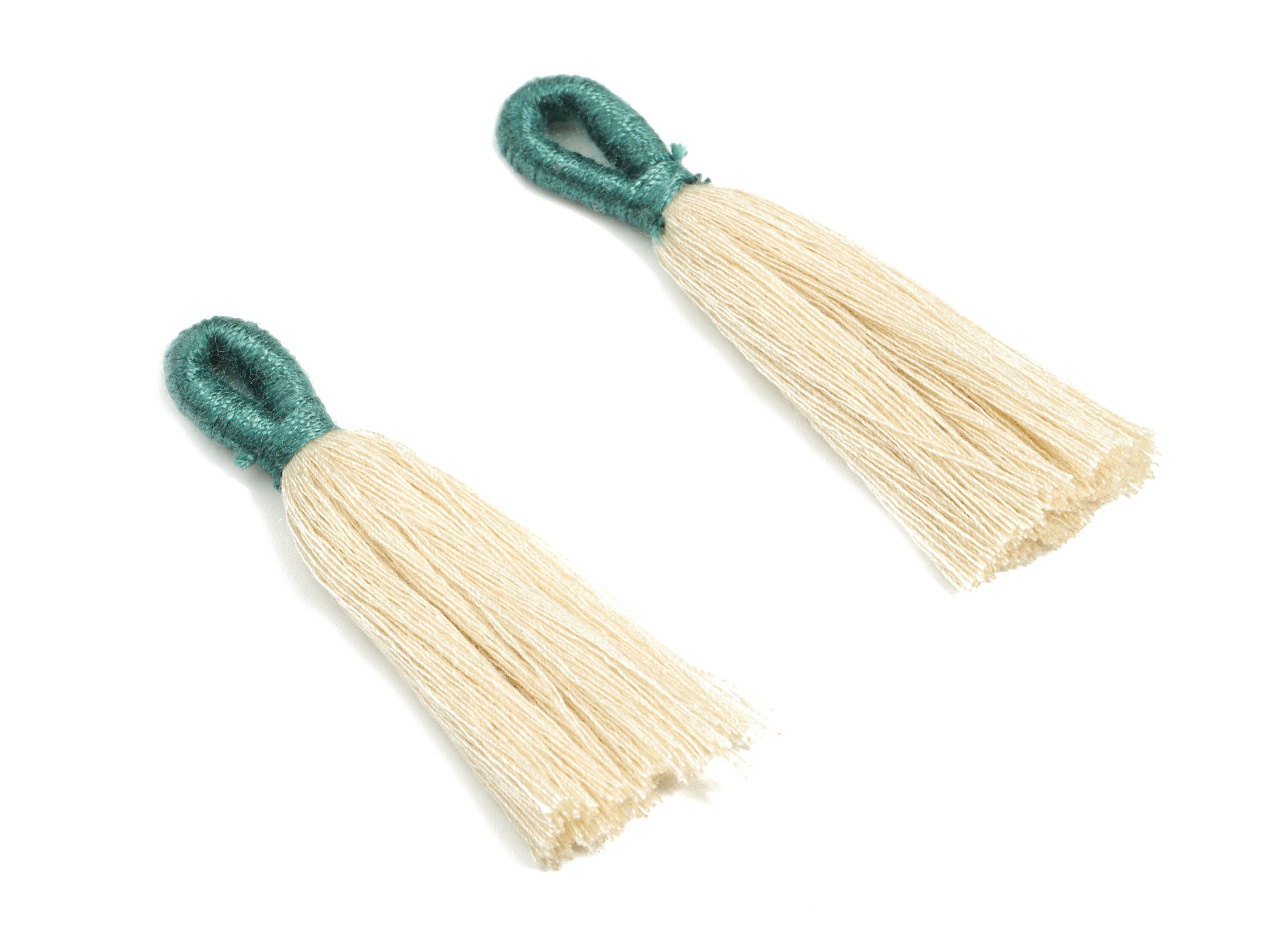 Cotton Tassels With Loop Earrings - Cotton Tassels Earring Charms - Green Boho Earrings -  Jewelry Supplies - 60.42x12.66x4.38mm - TS1147A - DOMEDBAZAAR