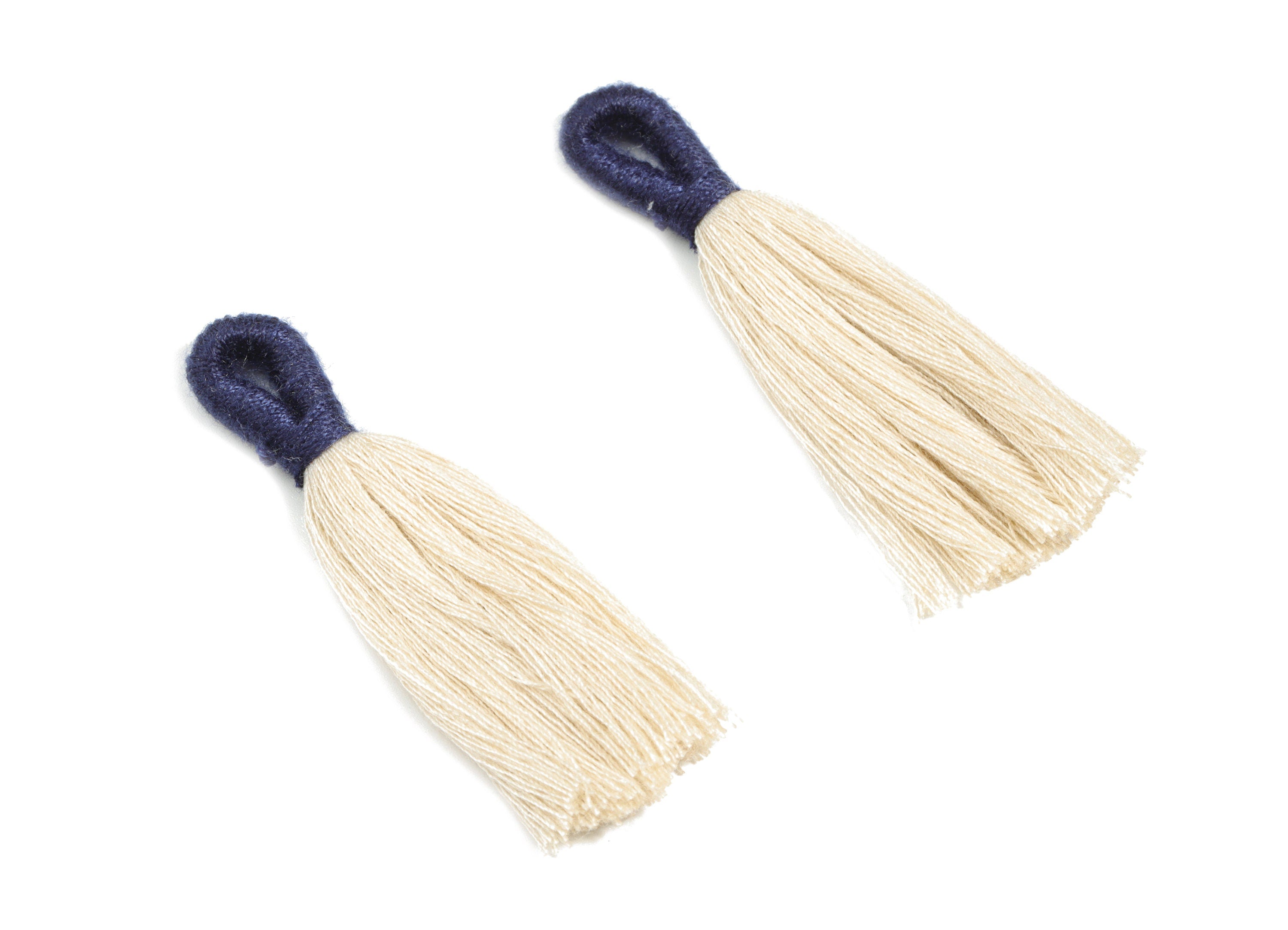 Cotton Tassels With Loop Earrings - Cotton Tassels Earring Charms - Navy Boho Earrings - Jewelry Supplies - 62.89x11.65x4.94mm - TS1147B - DOMEDBAZAAR