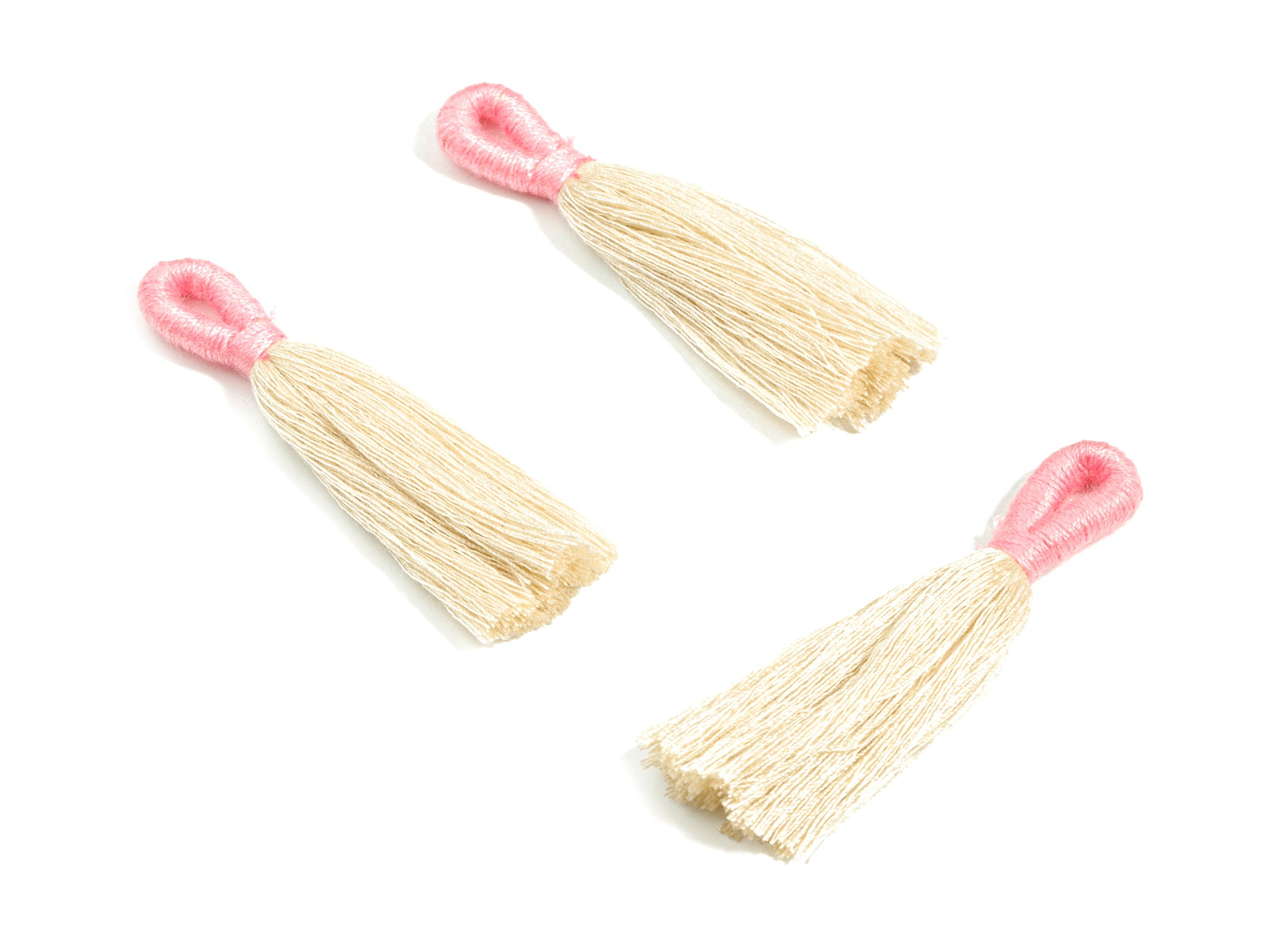 Cotton Tassels With Loop Earrings - Cotton Tassels Earring Charms - Pink Boho Earrings - Jewelry Supplies - 60.88x10.77x4.46mm - TS1147D - DOMEDBAZAAR