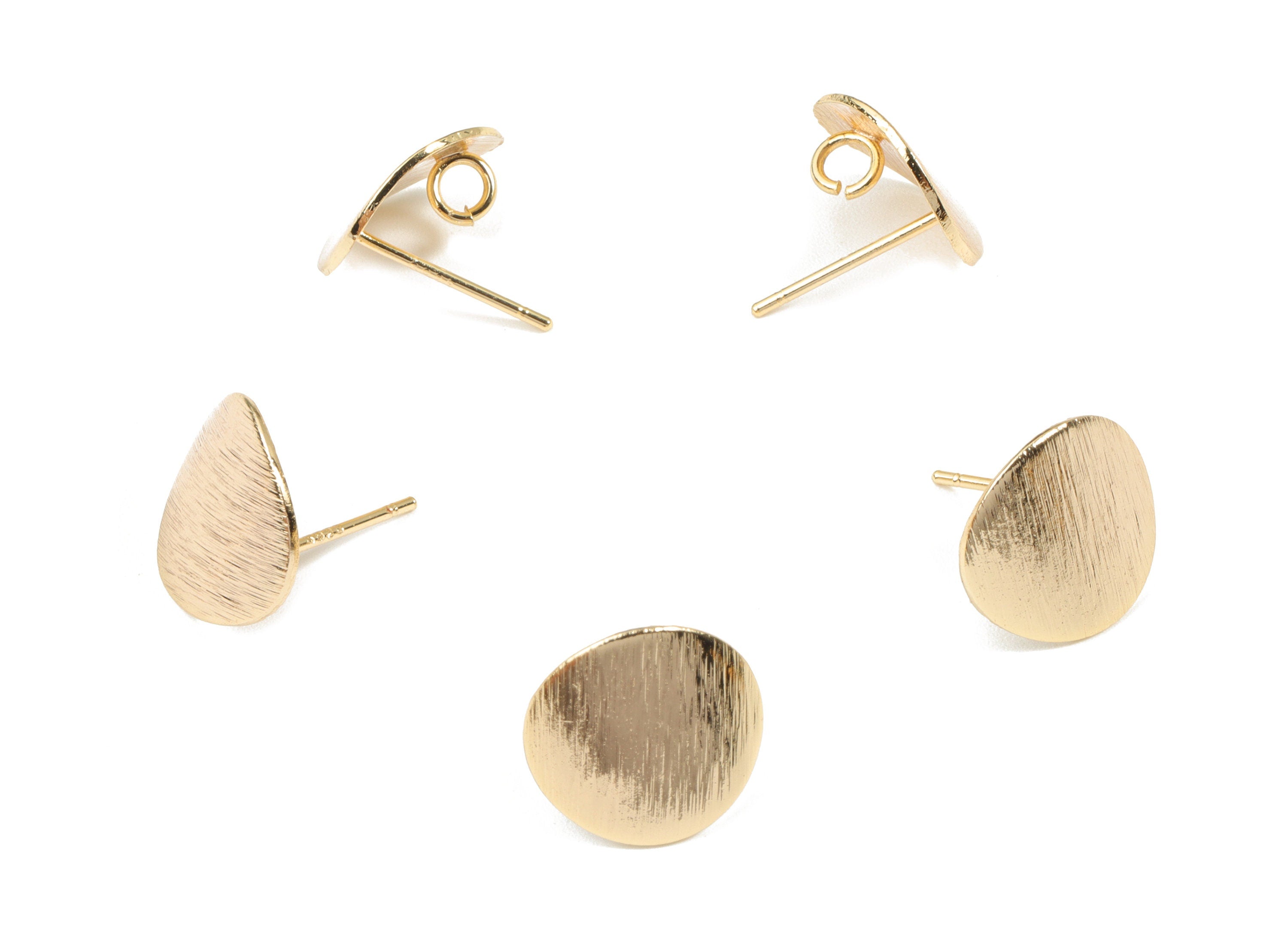 Brass Round Earring Stud - Gold Circle Earring Post - 18K Real Gold Plated Brass - Jewelry Supplies - 12.33x12.1x0.98mm - RGP2628 - DOMEDBAZAAR