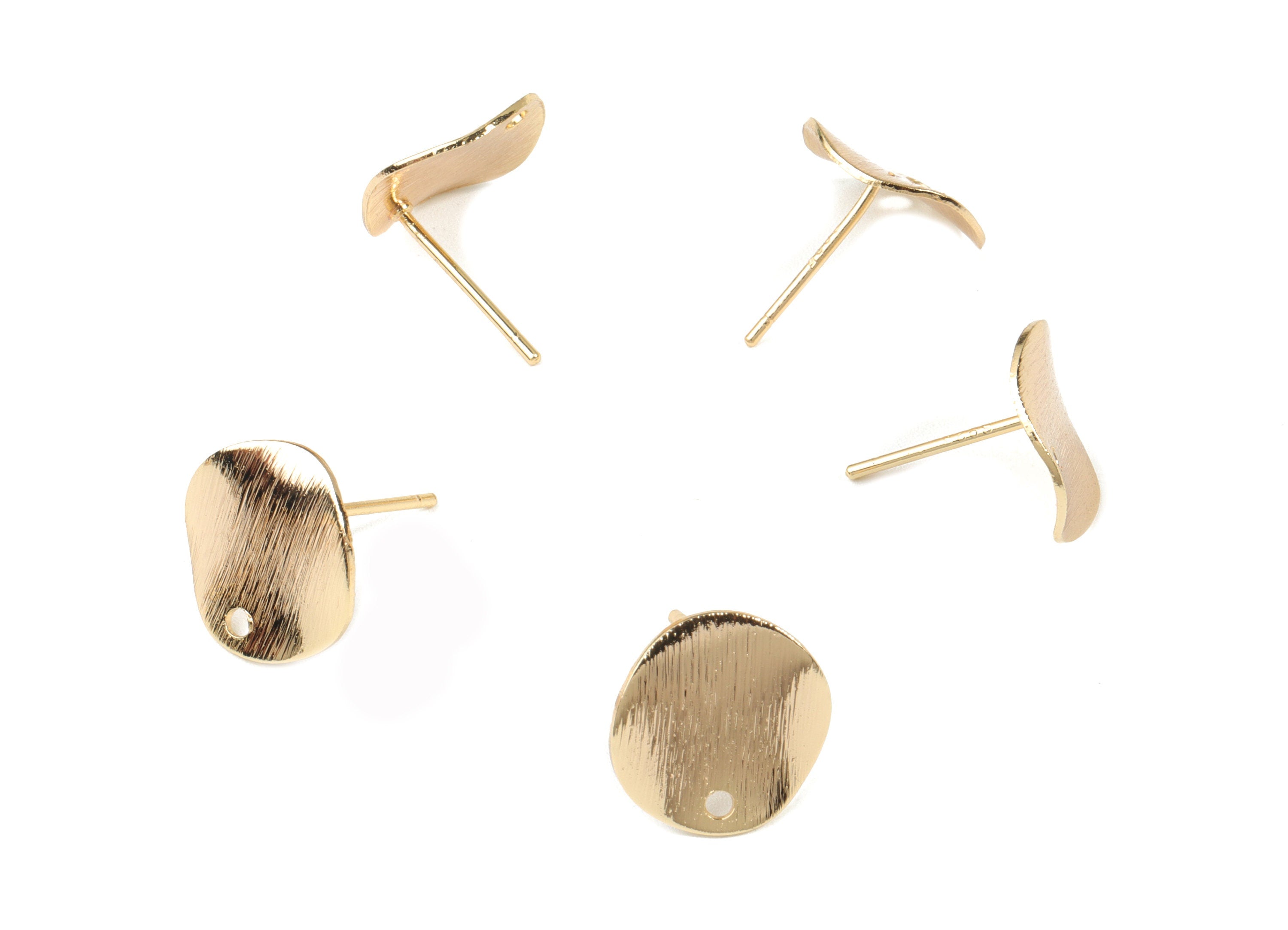 Brass Round Earring Stud - Gold Circle Earring Post - 18K Real Gold Plated Brass - Jewelry Supplies - 12.19x12.18x1.09mm - RGP2645 - DOMEDBAZAAR