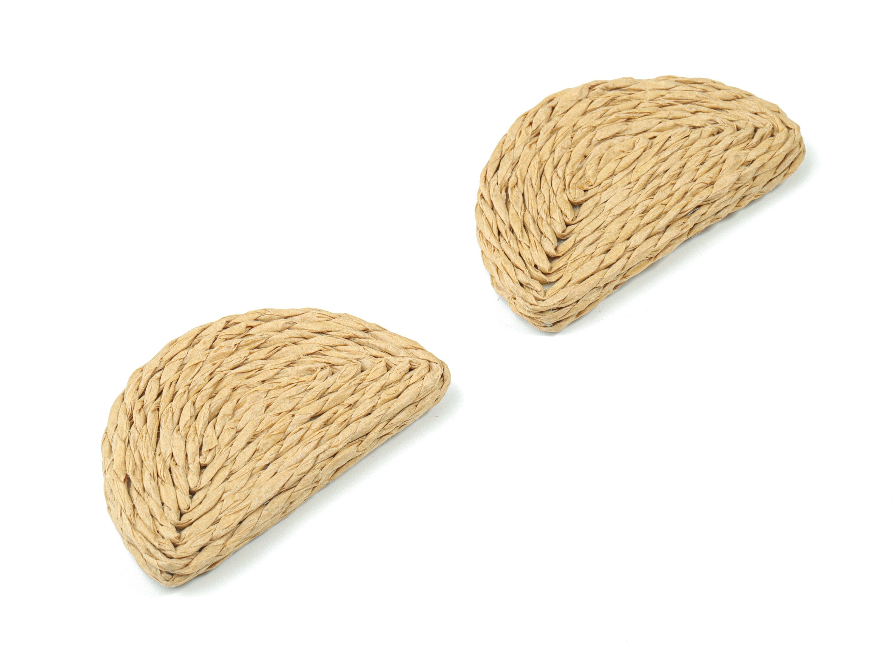Handwoven Rattan Semi Circle Earrings - Half Moon Rattan Earrings Charms - Wooden Straw Earrings - 51.77x30.69x6.32mm - RT1360B - DOMEDBAZAAR