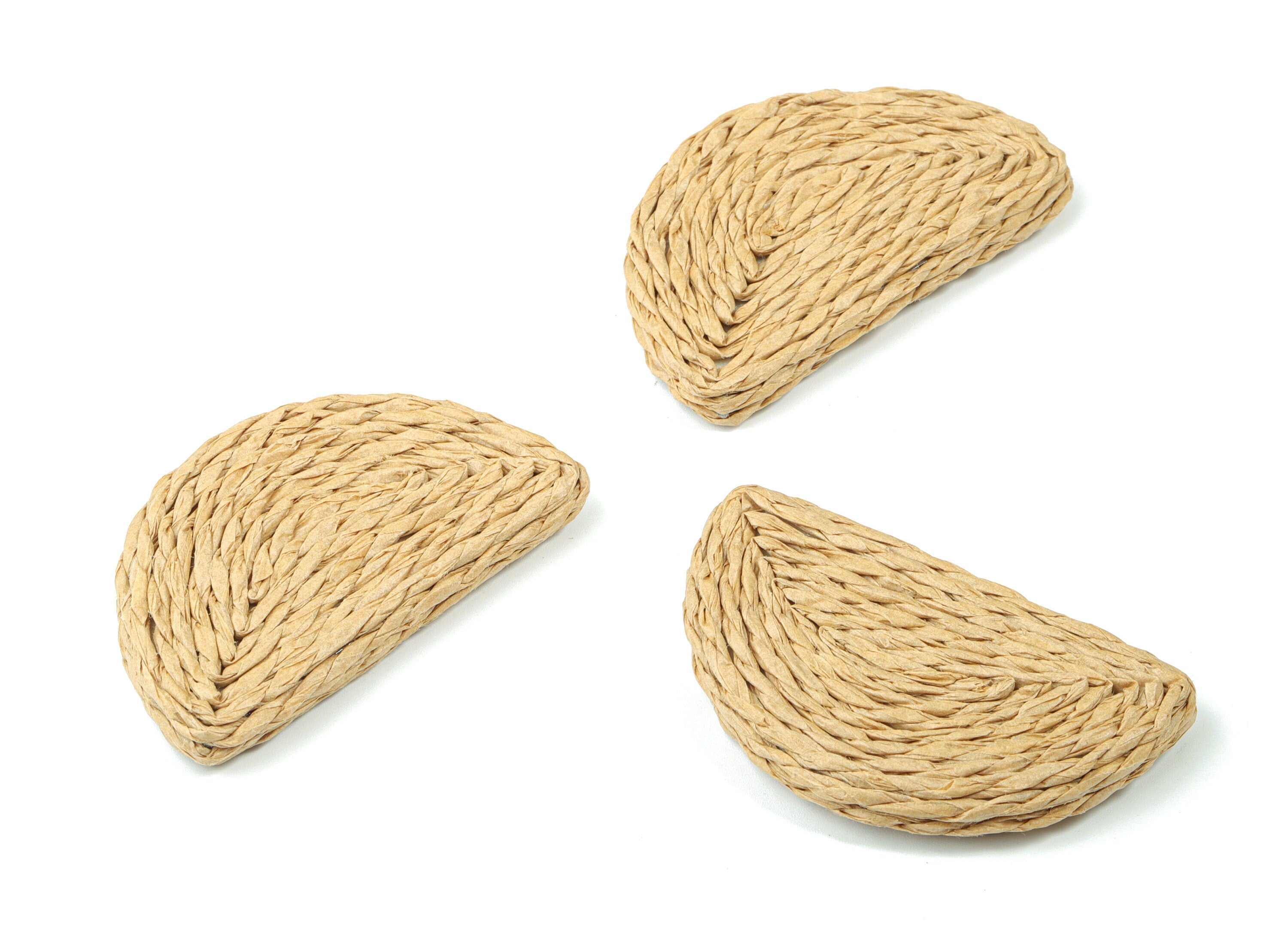 Handwoven Rattan Semi Circle Earrings - Half Moon Rattan Earrings Charms - Wooden Straw Earrings - 51.77x30.69x6.32mm - RT1360B - DOMEDBAZAAR