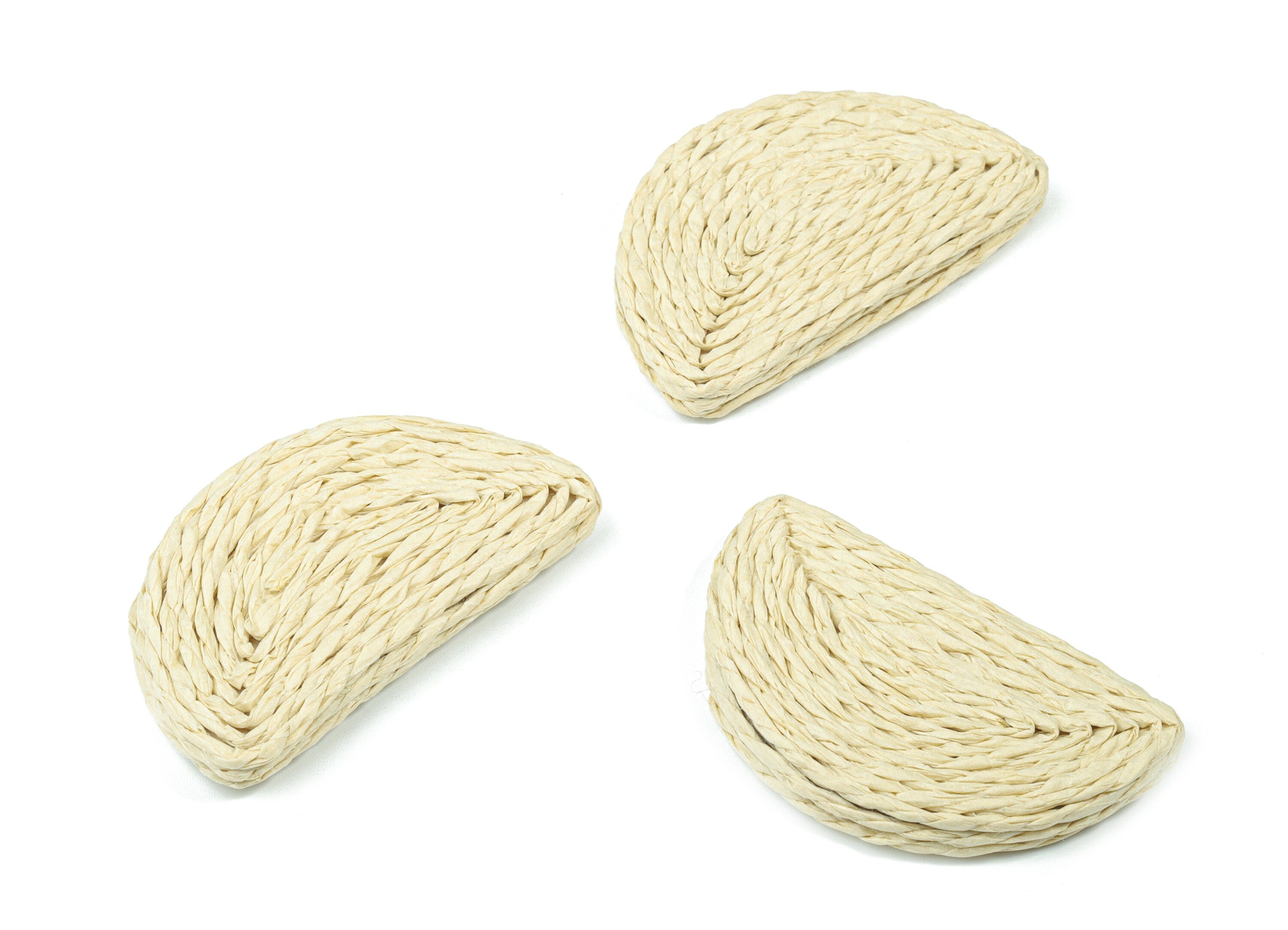 Handwoven Rattan Semi Circle Earrings - Half Moon Rattan Earrings Charms - Wooden Straw Earrings - 52.27x30.54x6.17mm - RT1360W - DOMEDBAZAAR
