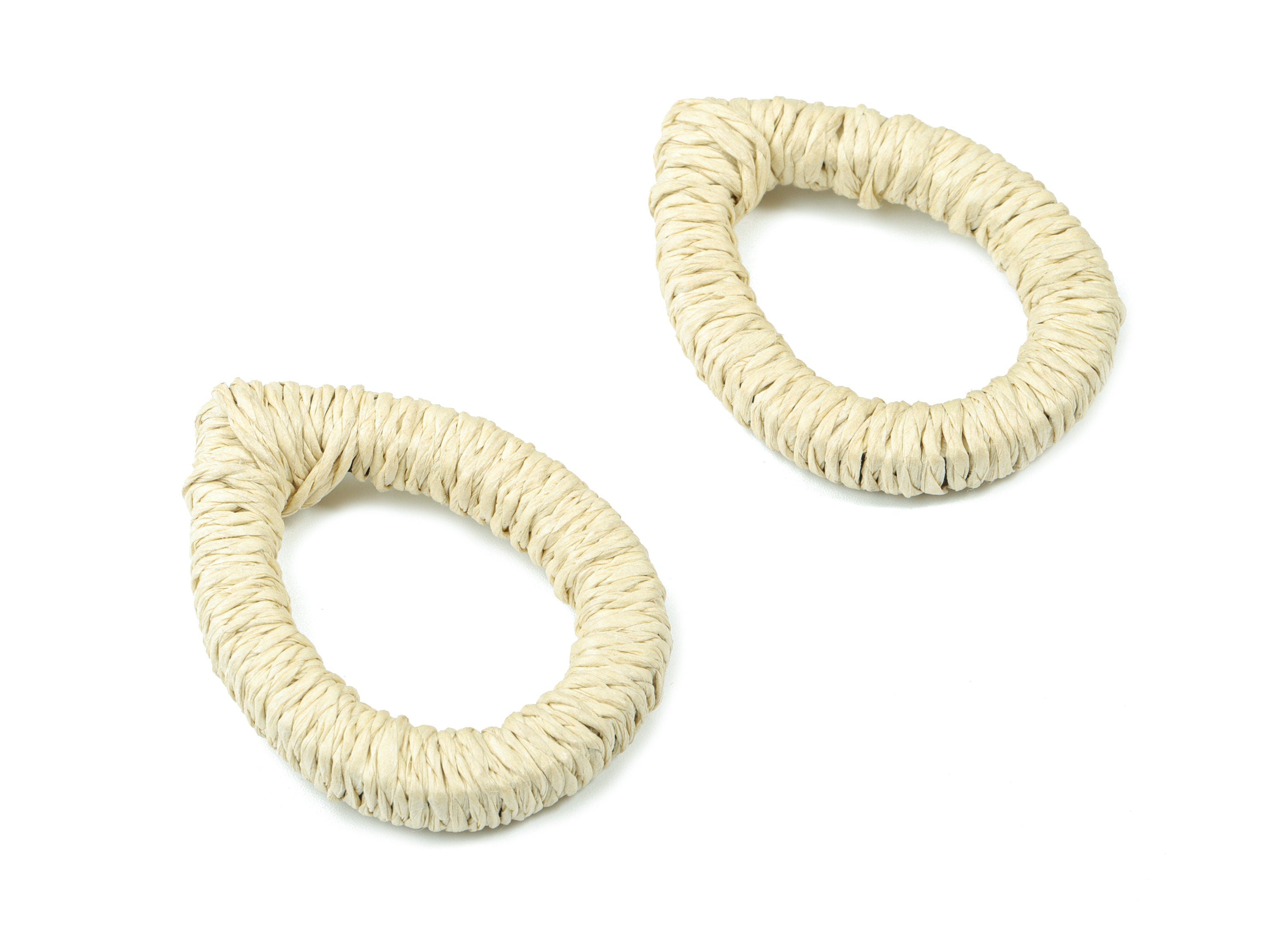 Handwoven Rattan Rope Earrings - Drop Rattan Earrings Charms - Wooden Straw Earrings - Jewelry Handmade - 49.87x36.9x7.35mm - RT1361W - DOMEDBAZAAR