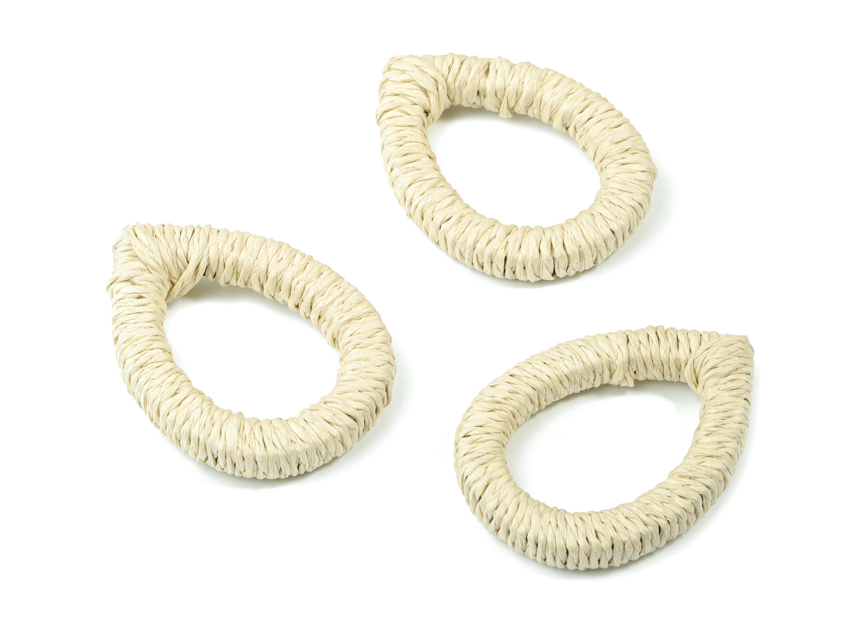 Handwoven Rattan Rope Earrings - Drop Rattan Earrings Charms - Wooden Straw Earrings - Jewelry Handmade - 49.87x36.9x7.35mm - RT1361W - DOMEDBAZAAR