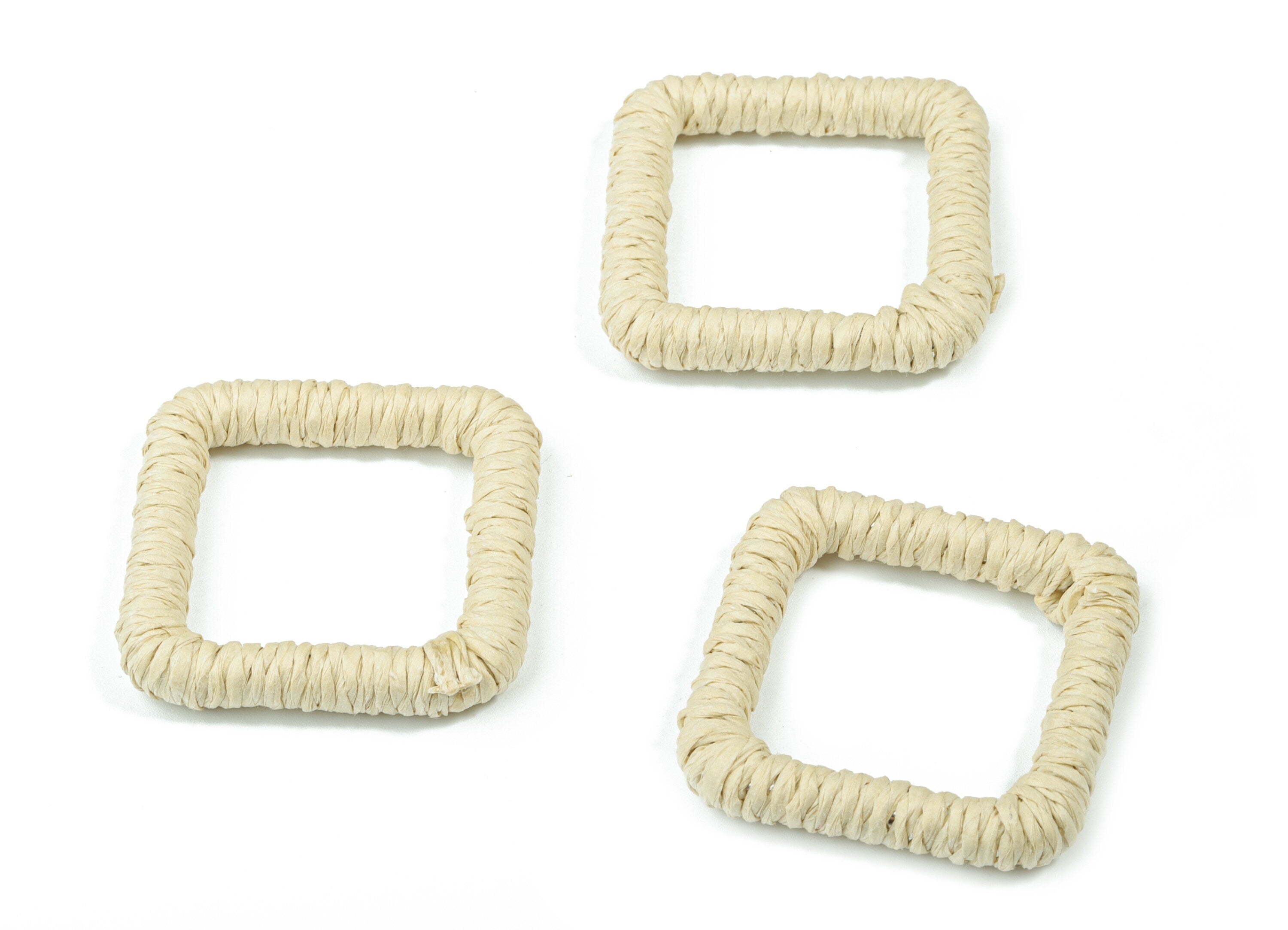 Handwoven Rattan Rope Earrings - Square Rattan Earrings Charms - Wooden Straw Earrings - Jewelry Handmade - 36.4x36.36x5.89mm - RT1362W - DOMEDBAZAAR