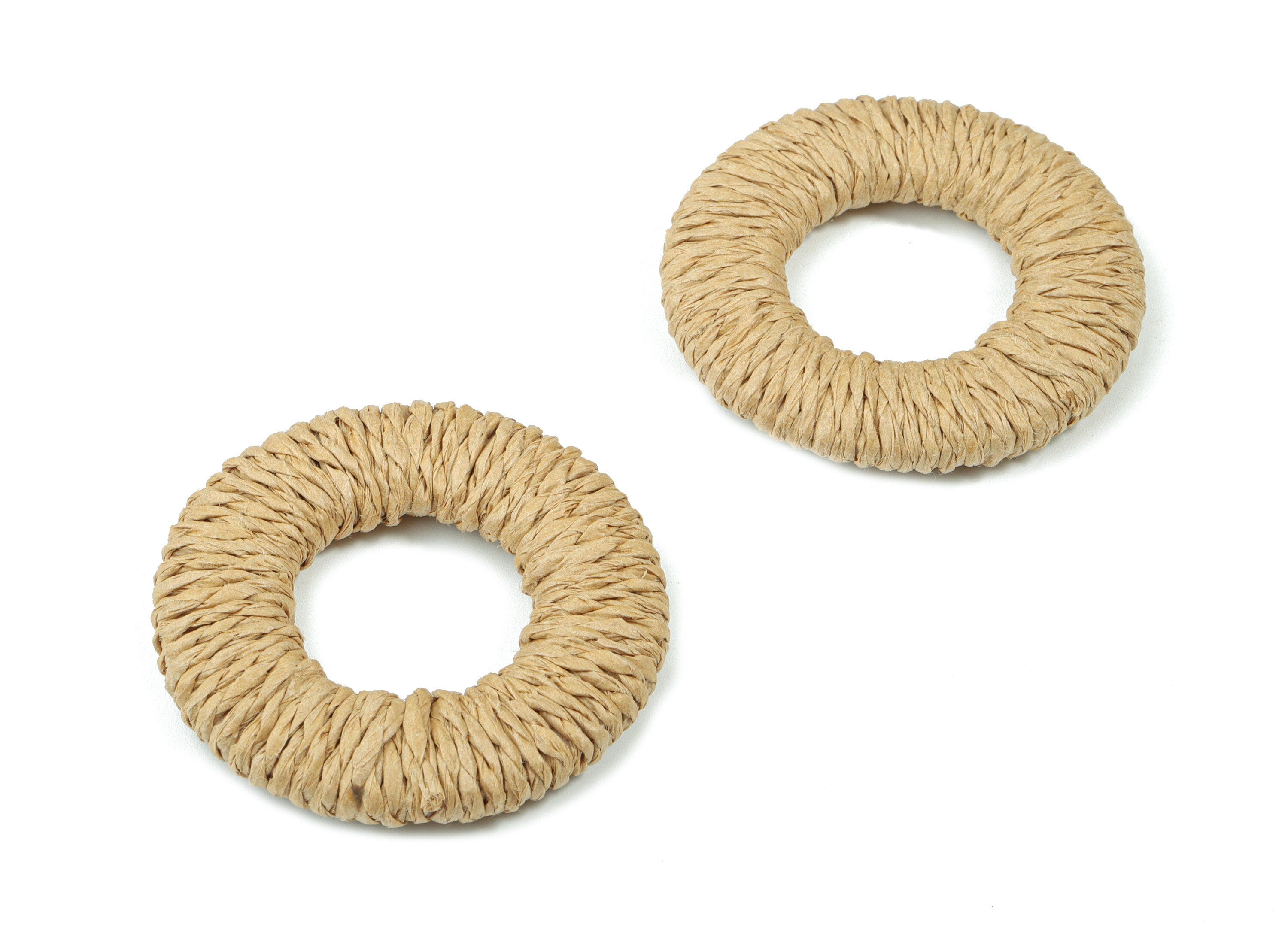 Handwoven Rattan Rope Earrings - Circle Rattan Earrings Charms - Wooden Straw Earrings - Jewelry Handmade - 46.39x46.25x7.08mm - RT1364B - DOMEDBAZAAR