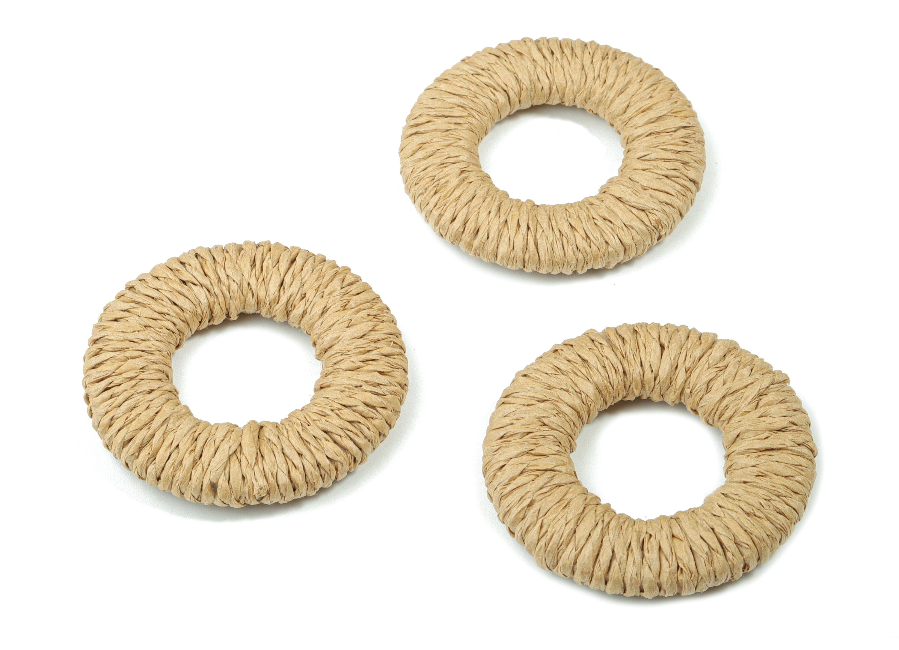 Handwoven Rattan Rope Earrings - Circle Rattan Earrings Charms - Wooden Straw Earrings - Jewelry Handmade - 46.39x46.25x7.08mm - RT1364B - DOMEDBAZAAR