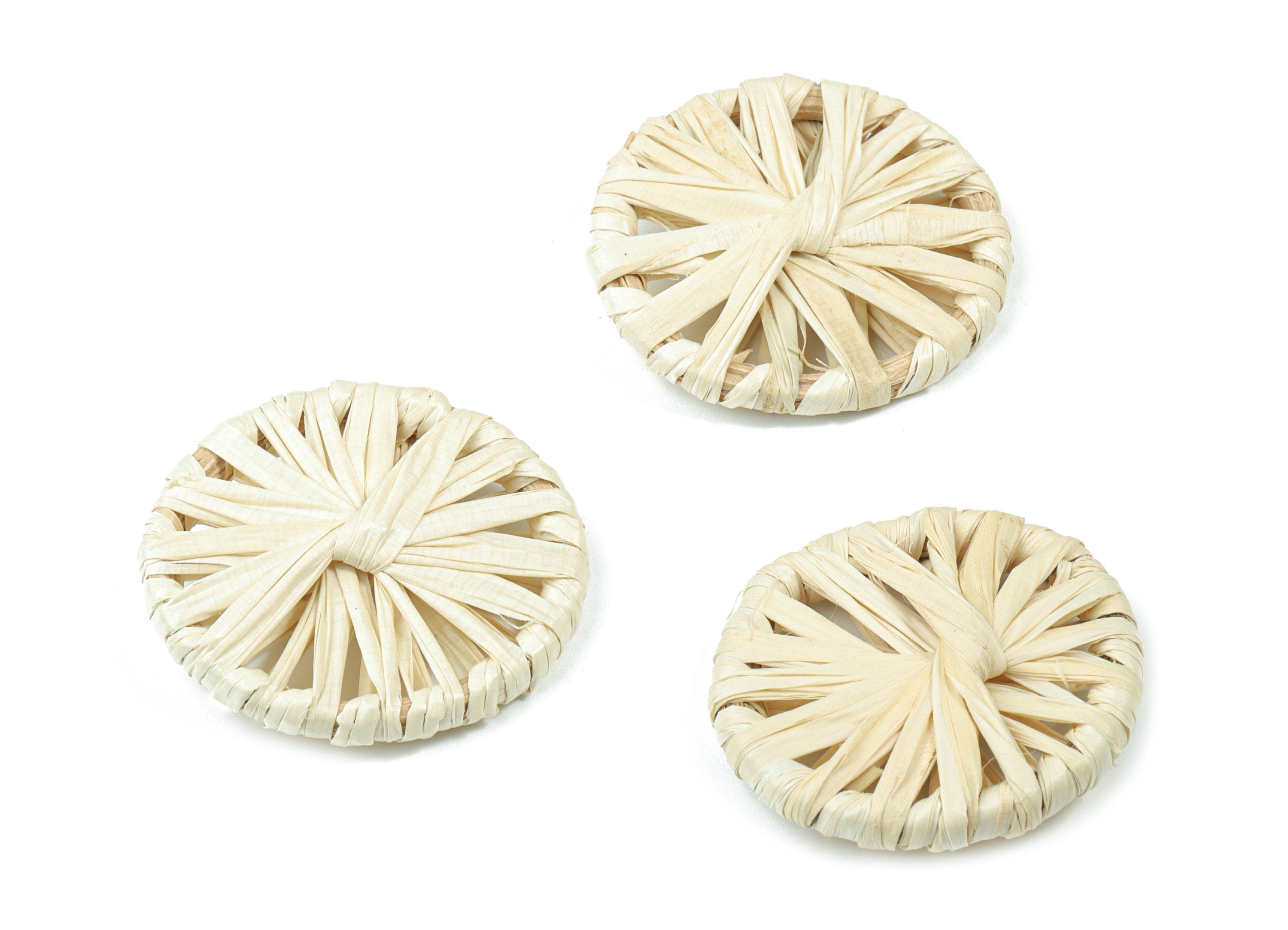 Handwoven Rattan Circle Earrings - Round Rattan Earrings Charms - Wooden Straw Earrings - Jewelry Handmade - 37.29x35.84x4.86mm - RT1366 - DOMEDBAZAAR
