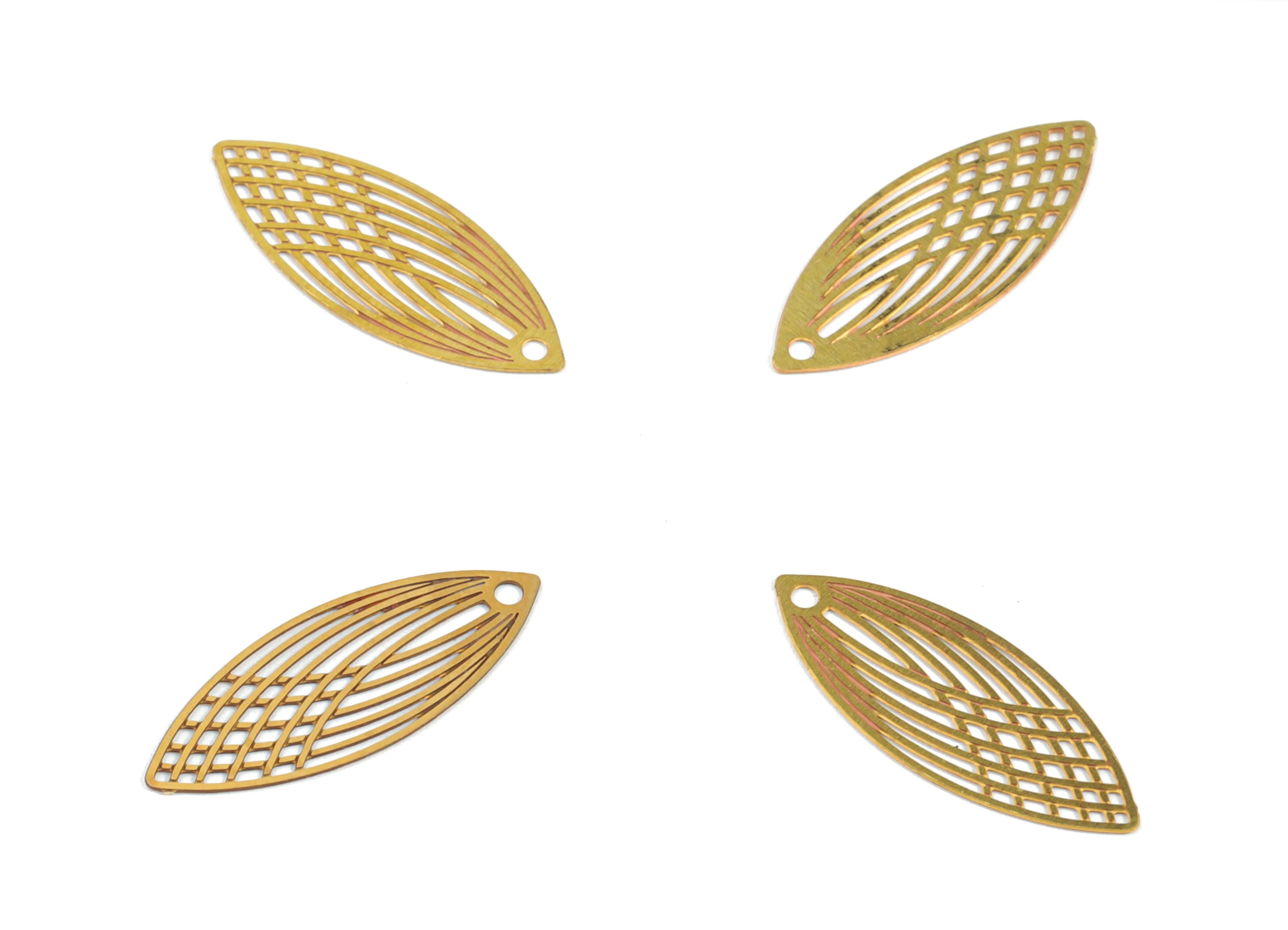 Brass Marquise Earring Charms - Raw Brass Marquise Pendant - Earring Findings - Jewelry Supplies - 19.31x7.66x0.3mm - JJC11511 - DOMEDBAZAAR