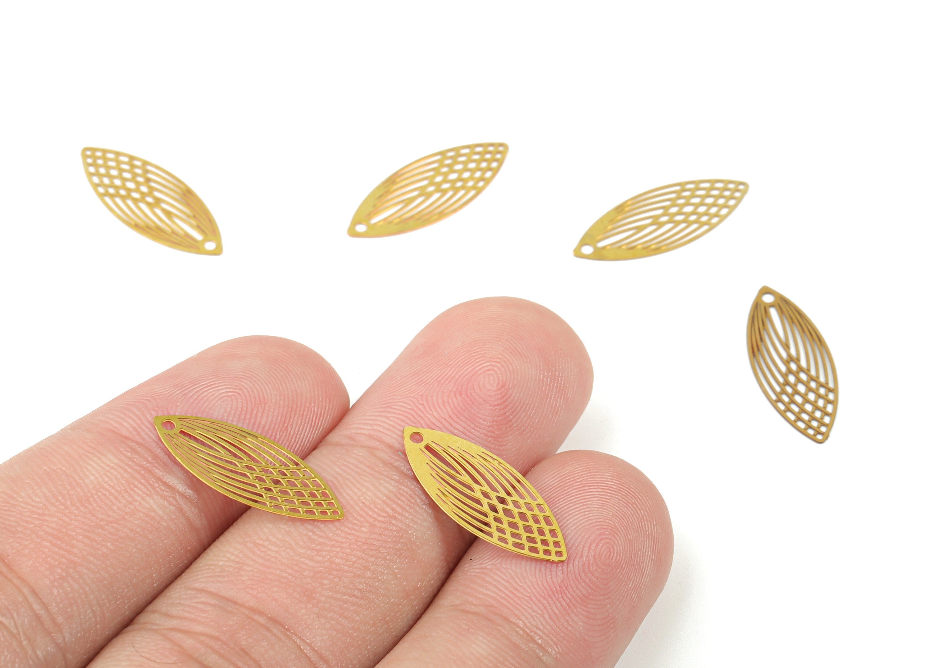 Brass Marquise Earring Charms - Raw Brass Marquise Pendant - Earring Findings - Jewelry Supplies - 19.31x7.66x0.3mm - JJC11511 - DOMEDBAZAAR