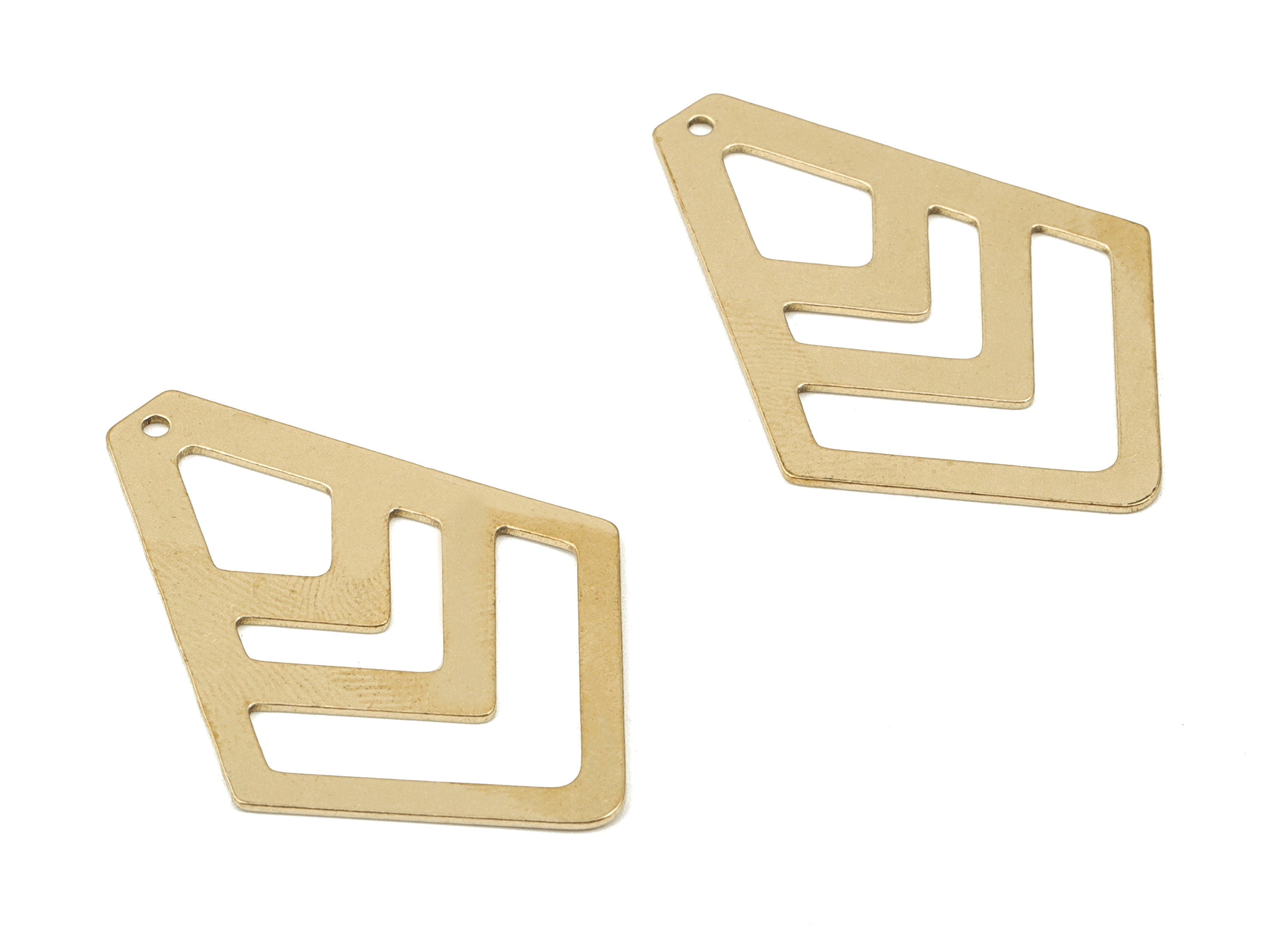 Brass Diamond Earring Charms - Raw Brass Diamond Geometric Pendant - Earrings Finding - Jewelry Supplies - 39.78x28.5x0.83mm - PPM1926 - DOMEDBAZAAR