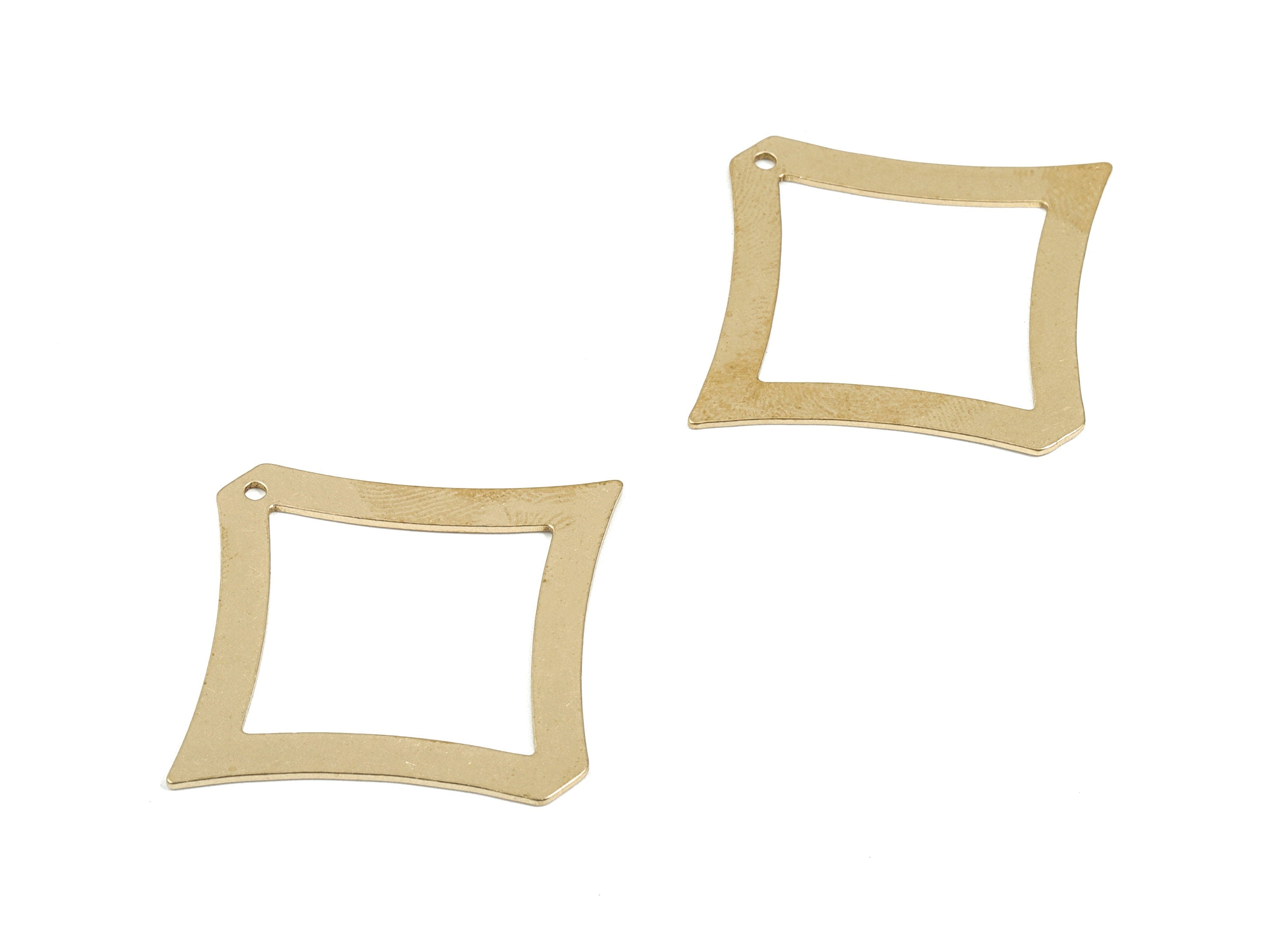 Brass Square Earring Charms - Raw Brass Square Pendant - Earrings Finding - Jewelry Supplies - 39.62x34.64x0.77mm - PPM1929 - DOMEDBAZAAR