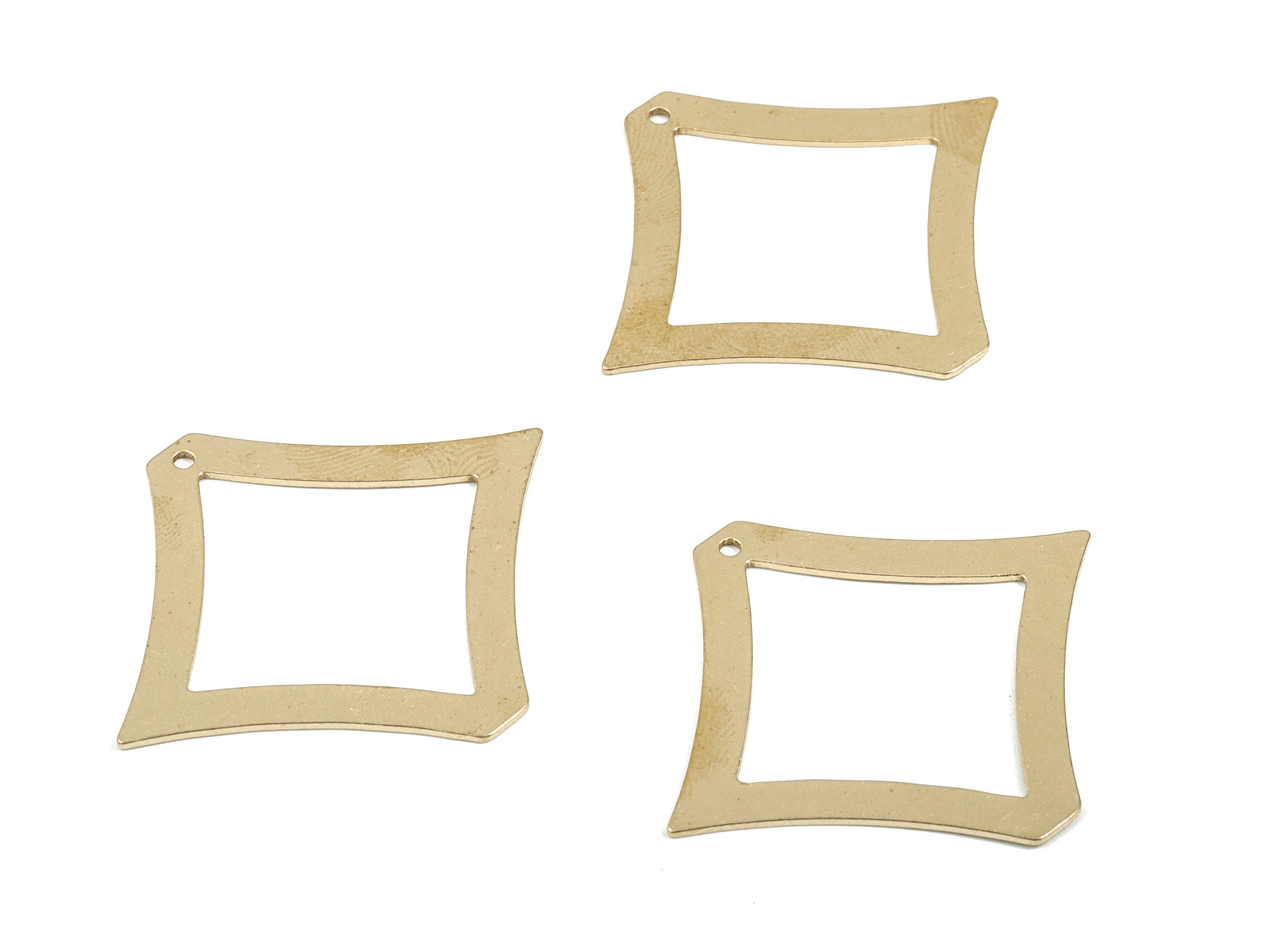 Brass Square Earring Charms - Raw Brass Square Pendant - Earrings Finding - Jewelry Supplies - 39.62x34.64x0.77mm - PPM1929 - DOMEDBAZAAR