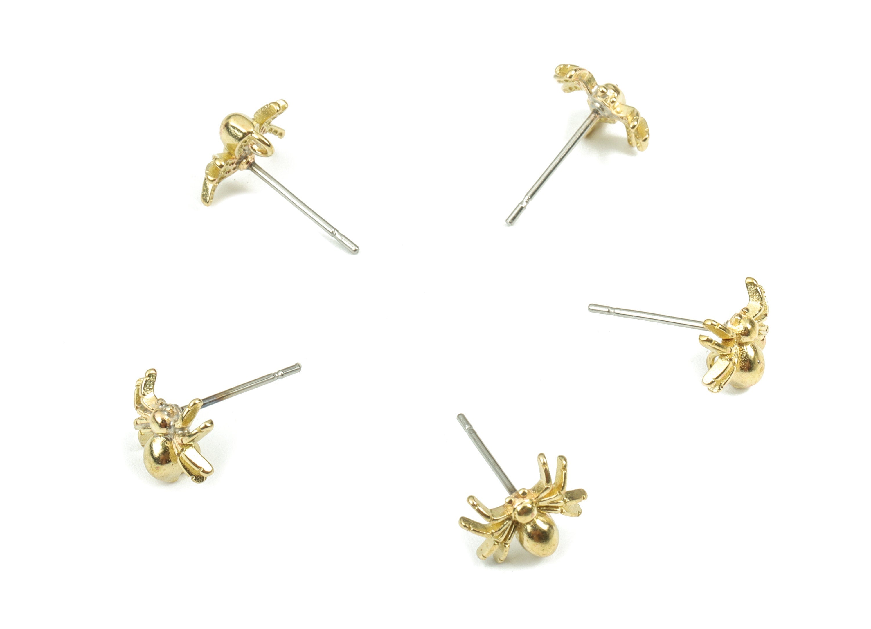 Brass Spider Earring Stud - Raw Brass Spider Figure Post - Surgical Stud - Earring Post - Jewelry Supplies - 10.15x7.82x1.75mm - PP3544 - DOMEDBAZAAR