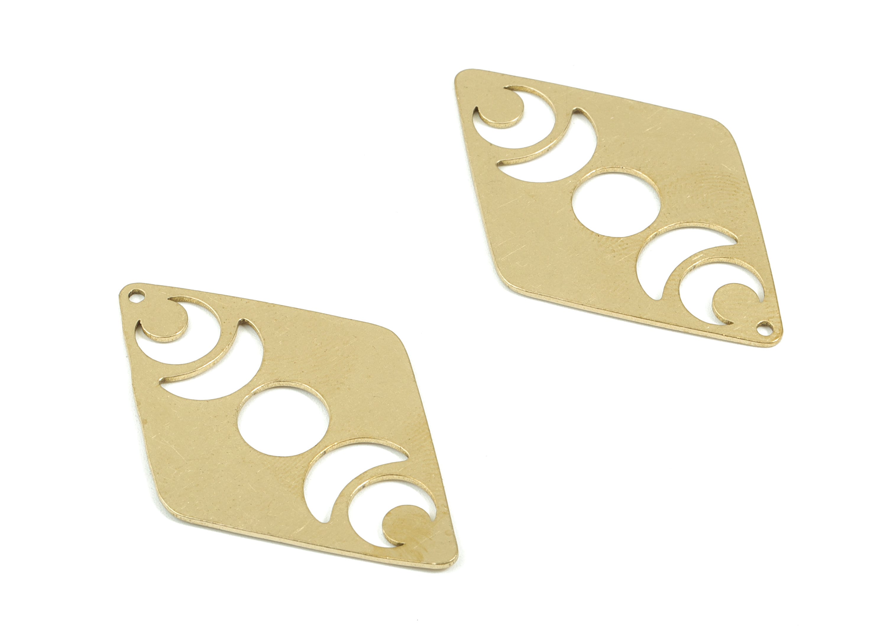 Brass Diamond Earring Charms - Raw Brass Phases of Moon Pendant - Earrings Finding - Jewelry Supplies - 40.11x25.94x0.77mm - PPM1936 - DOMEDBAZAAR
