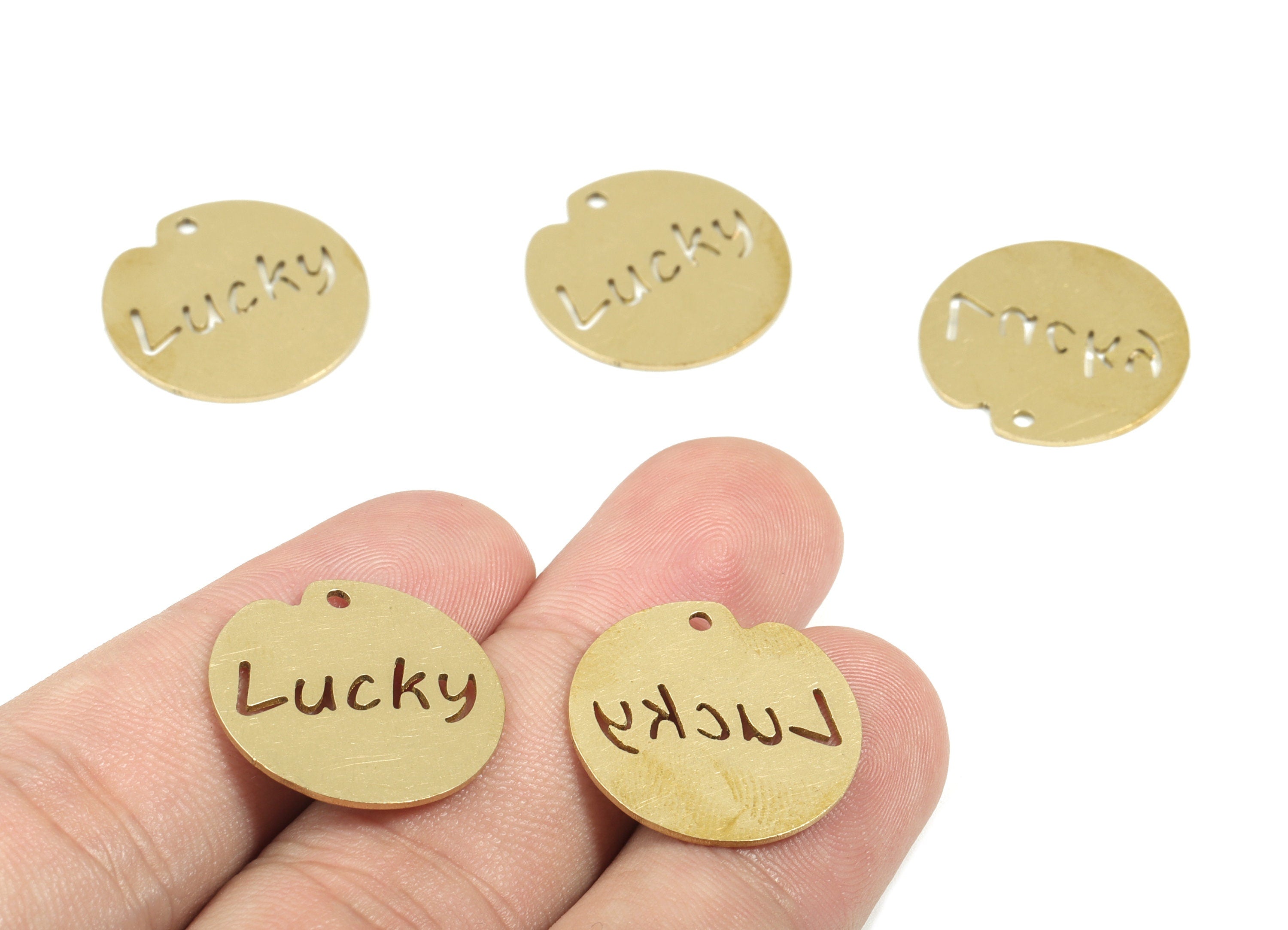 Personalized stamping blank - Brass Lucky Circle Earring Charms - Raw Brass Round Pendant - Earrings Finding - 20x19.97x0.72mm - PPM1940 - DOMEDBAZAAR