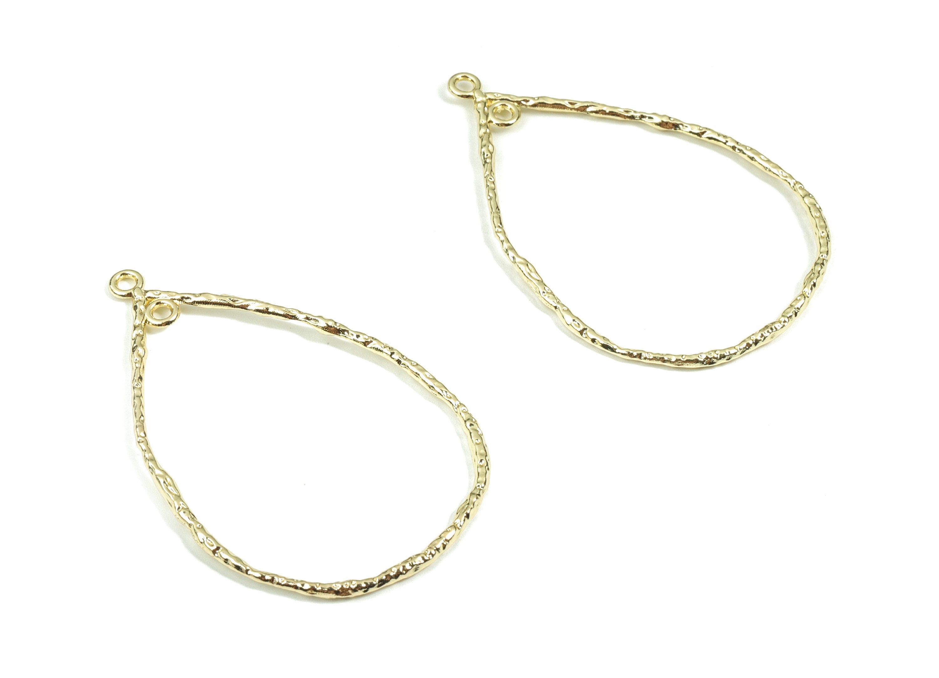 Alloy Drop Earring Charms - Gold Drop Connector - KC Gold Plating - 2 Hole - Jewelry Supplies - 51.37x34.3x1.92mm - ZZ1699 - DOMEDBAZAAR