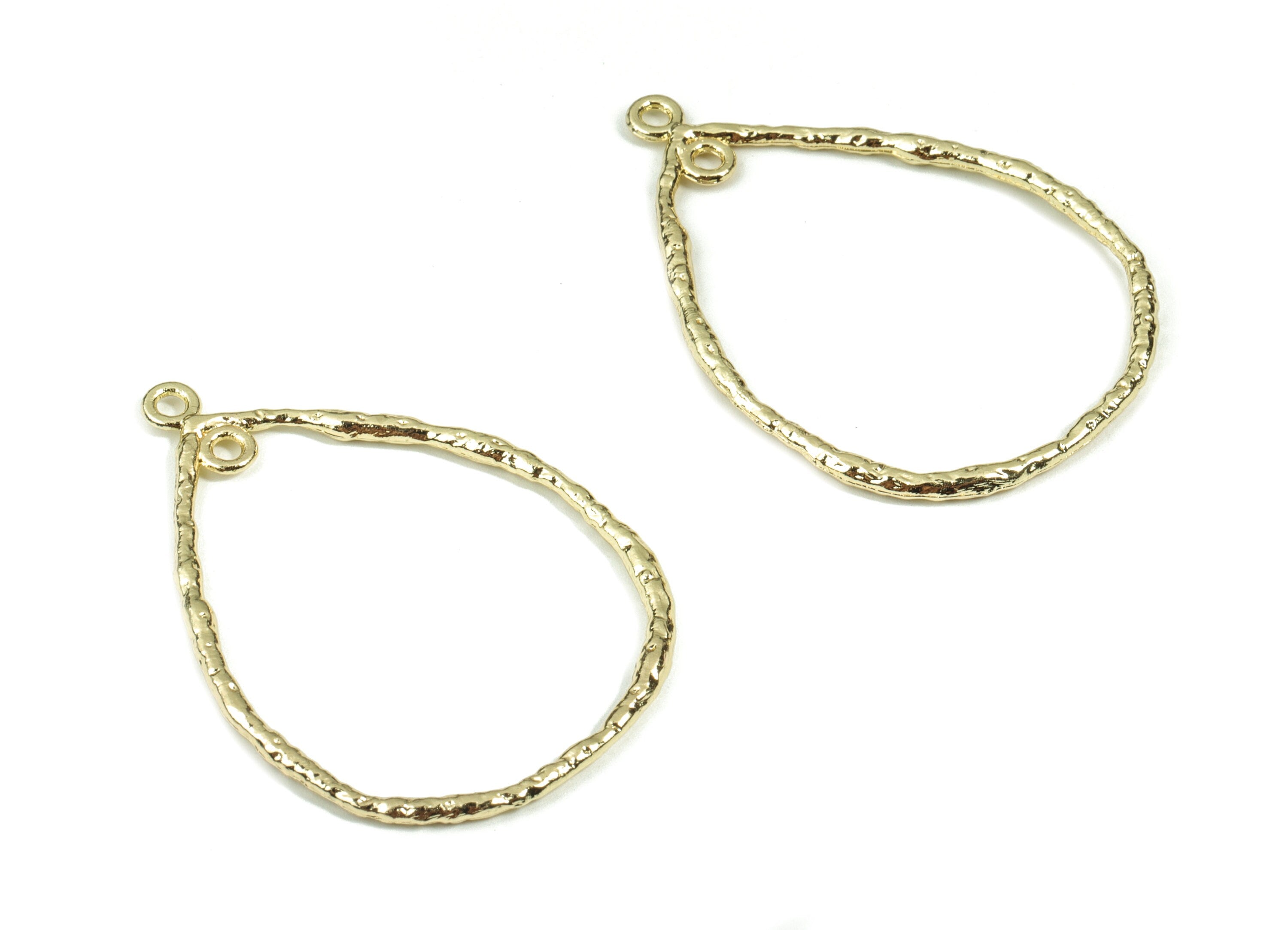 Alloy Drop Earring Charms - Gold Drop Connector - KC Gold Plating - 2 Hole - Jewelry Supplies - 41.58x31.42x1.84mm - ZZ1700 - DOMEDBAZAAR