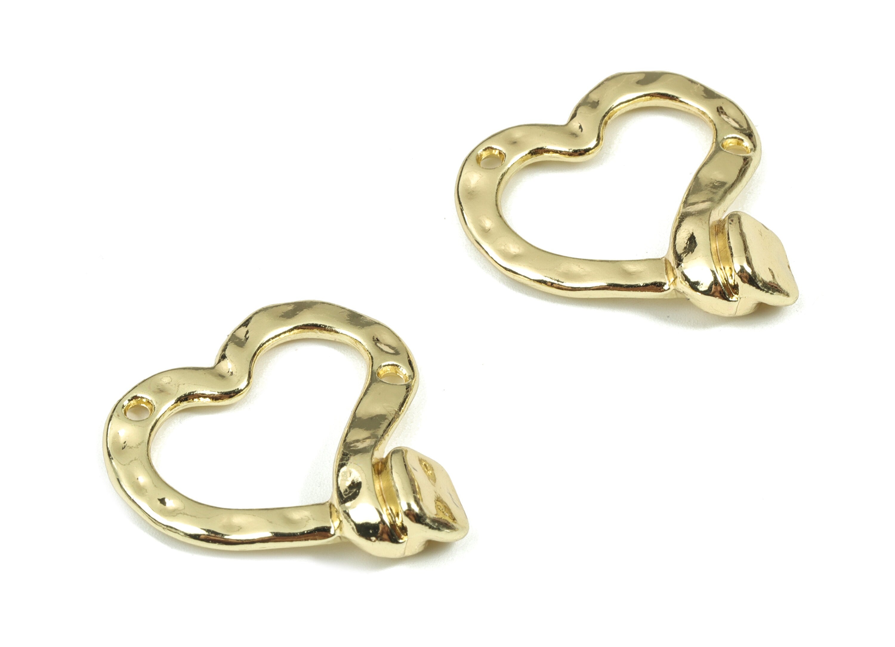 Alloy Heart Earring Charms - Gold Heart Pendant - KC Gold Plating - Earring Findings - Jewelry Supplies - 29.82x26.18x2mm - ZZ1698 - DOMEDBAZAAR