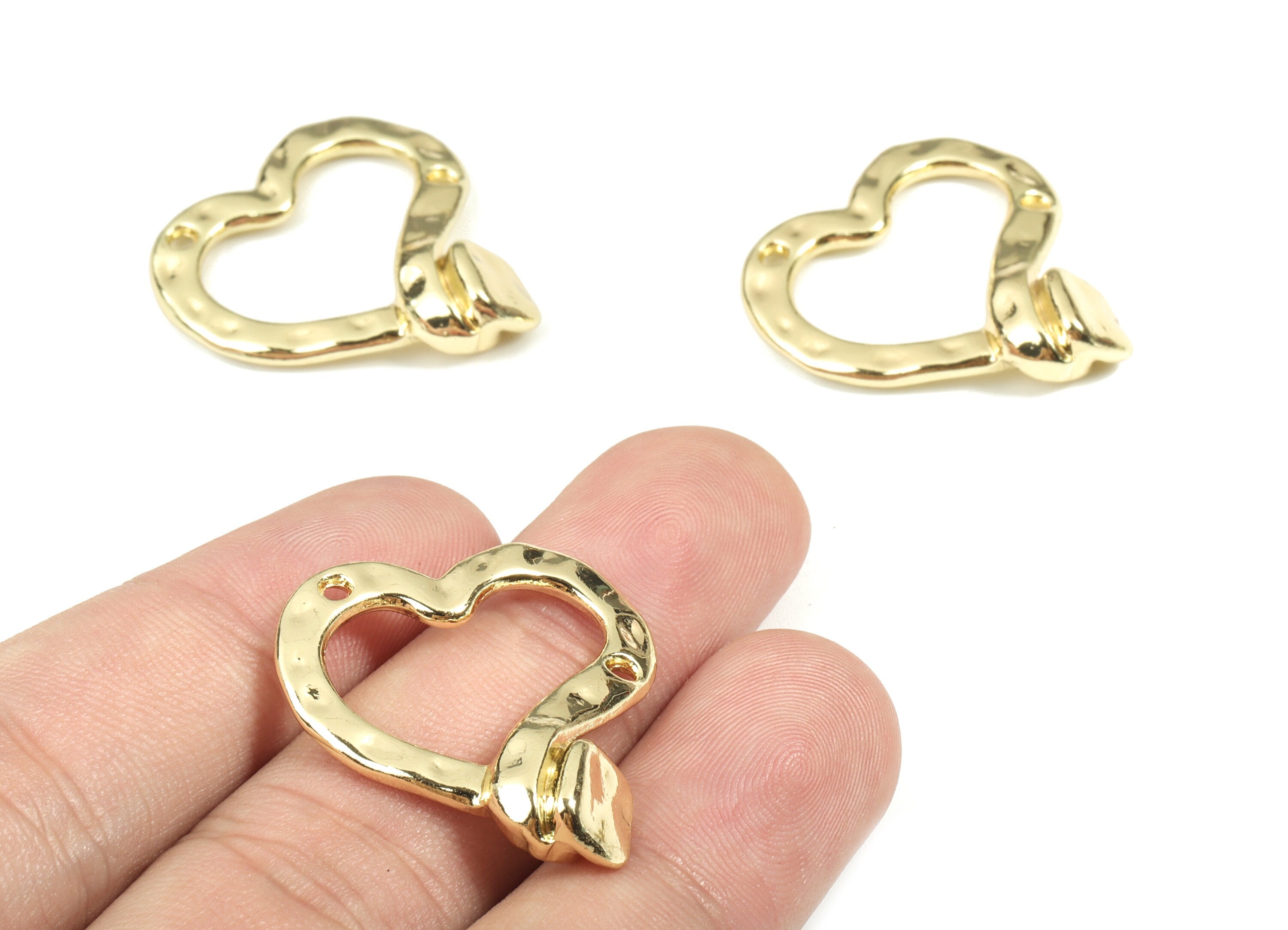 Alloy Heart Earring Charms - Gold Heart Pendant - KC Gold Plating - Earring Findings - Jewelry Supplies - 29.82x26.18x2mm - ZZ1698 - DOMEDBAZAAR