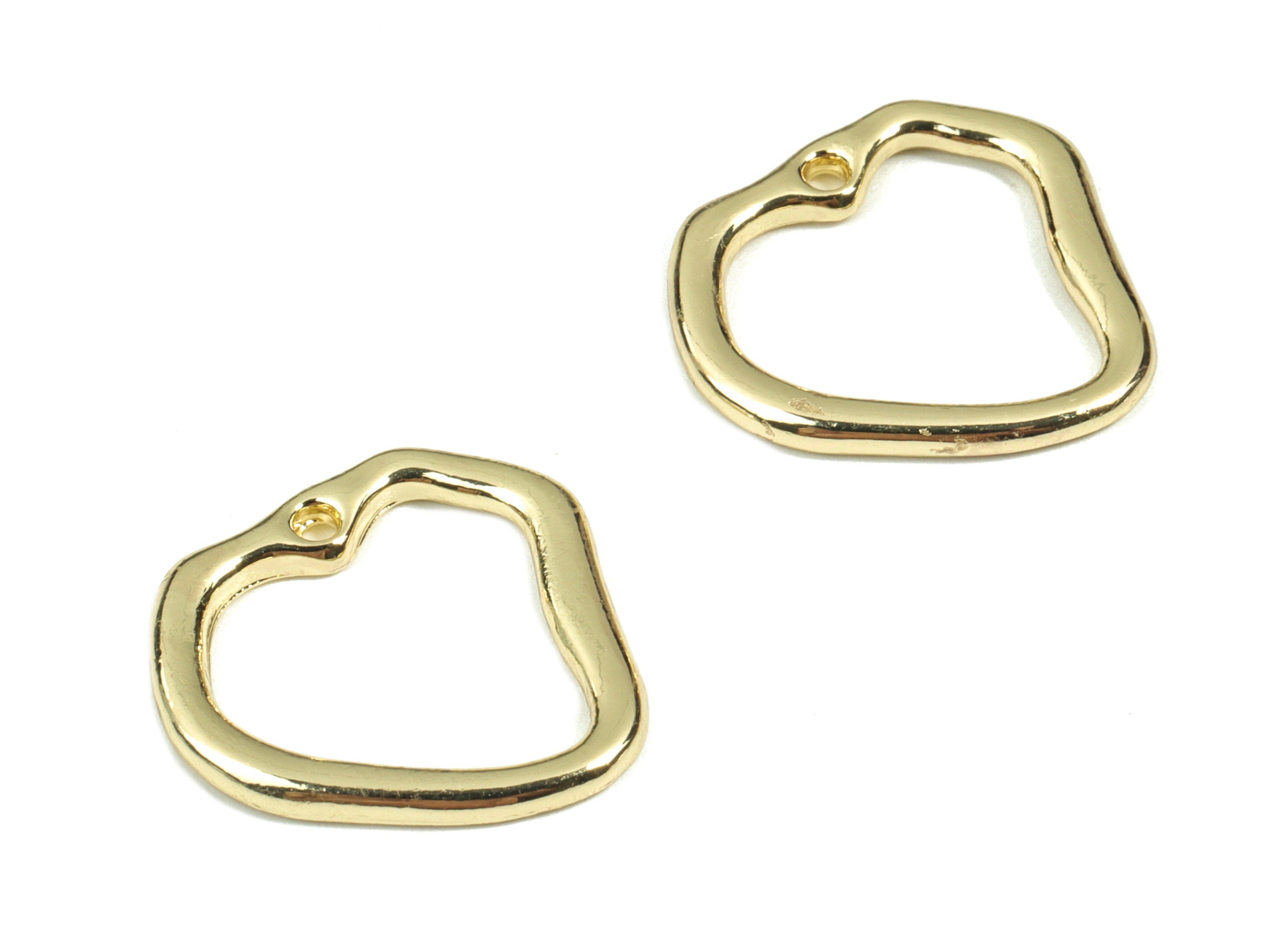 Alloy Heart Earring Charms - Gold Heart Pendant - KC Gold Plating - Earring Findings - Jewelry Supplies - 19.84x14.54x1.67mm - ZZ1692 - DOMEDBAZAAR