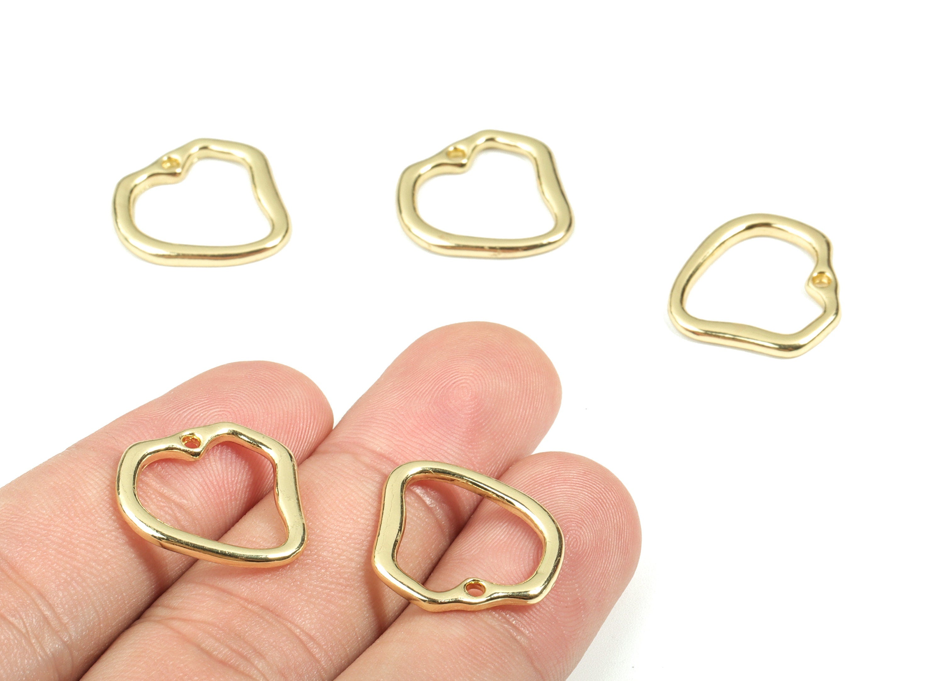 Alloy Heart Earring Charms - Gold Heart Pendant - KC Gold Plating - Earring Findings - Jewelry Supplies - 19.84x14.54x1.67mm - ZZ1692 - DOMEDBAZAAR