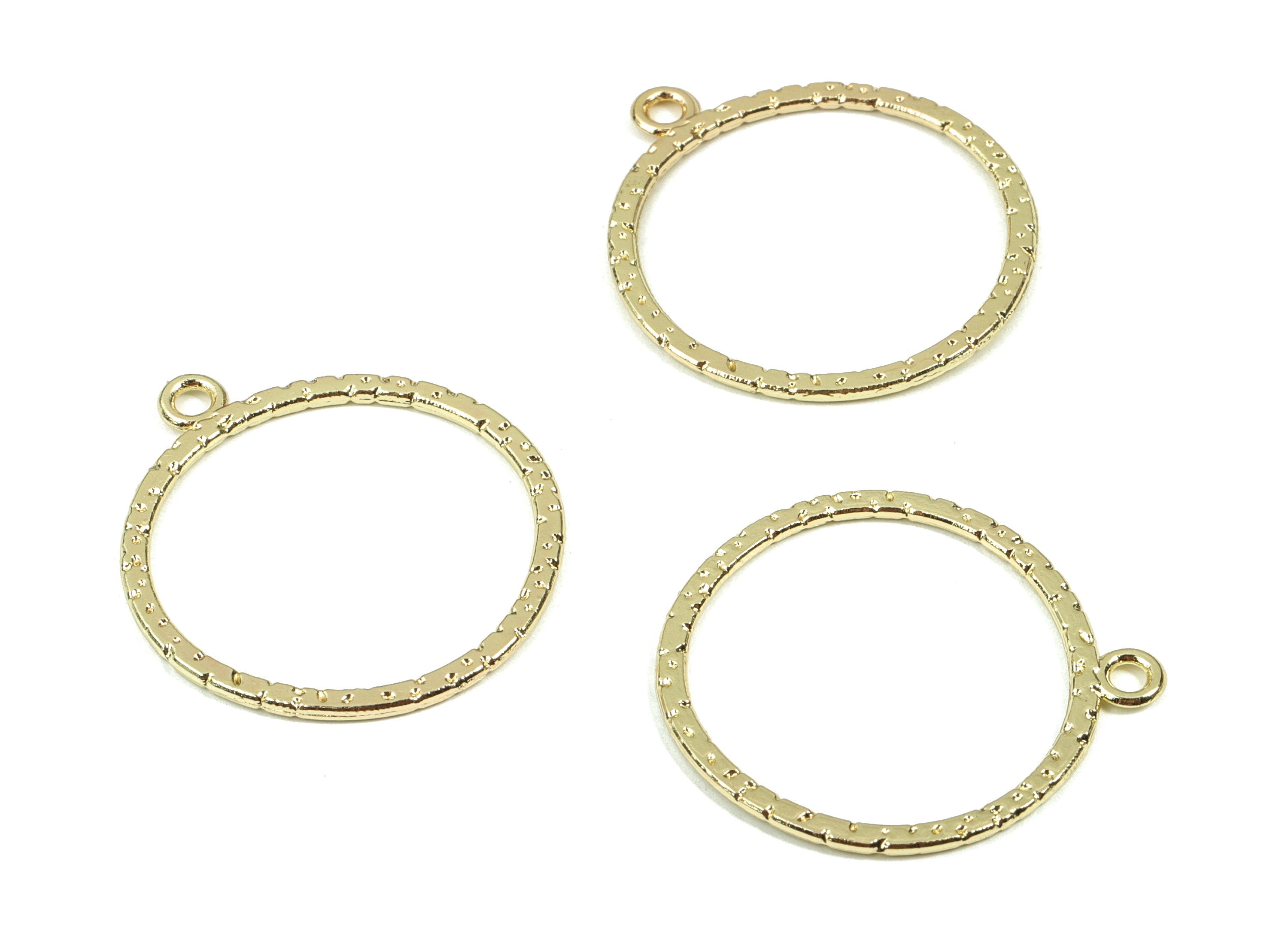 Alloy Circle Earring Charms - KC Gold Round Pendant - KC Gold Plating - Earring Findings - Jewelry Supplies - 30.72x27.78x1.4mm - ZZ1696 - DOMEDBAZAAR