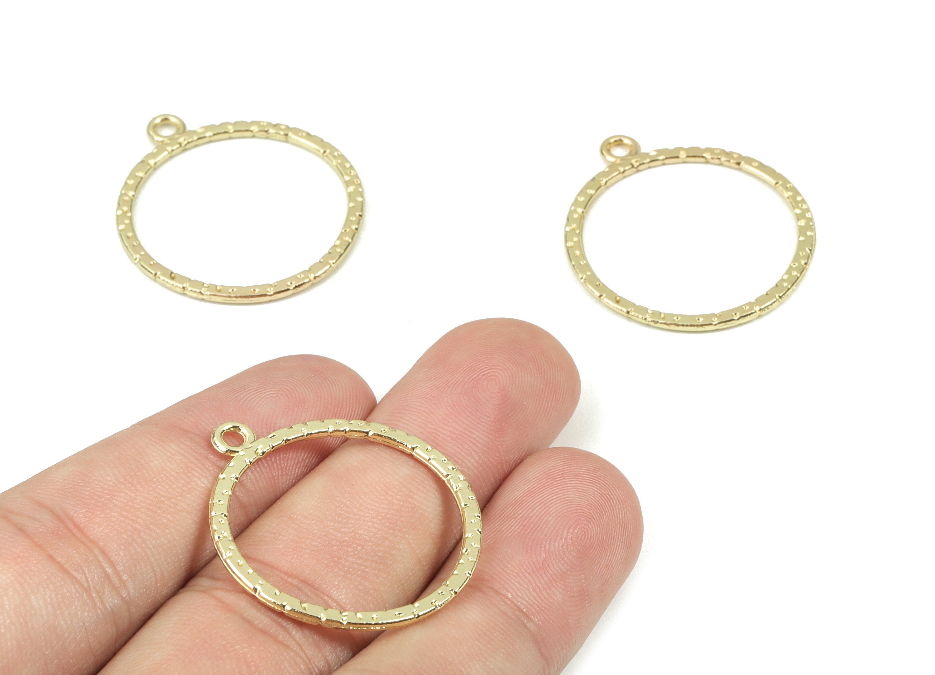 Alloy Circle Earring Charms - KC Gold Round Pendant - KC Gold Plating - Earring Findings - Jewelry Supplies - 30.72x27.78x1.4mm - ZZ1696 - DOMEDBAZAAR