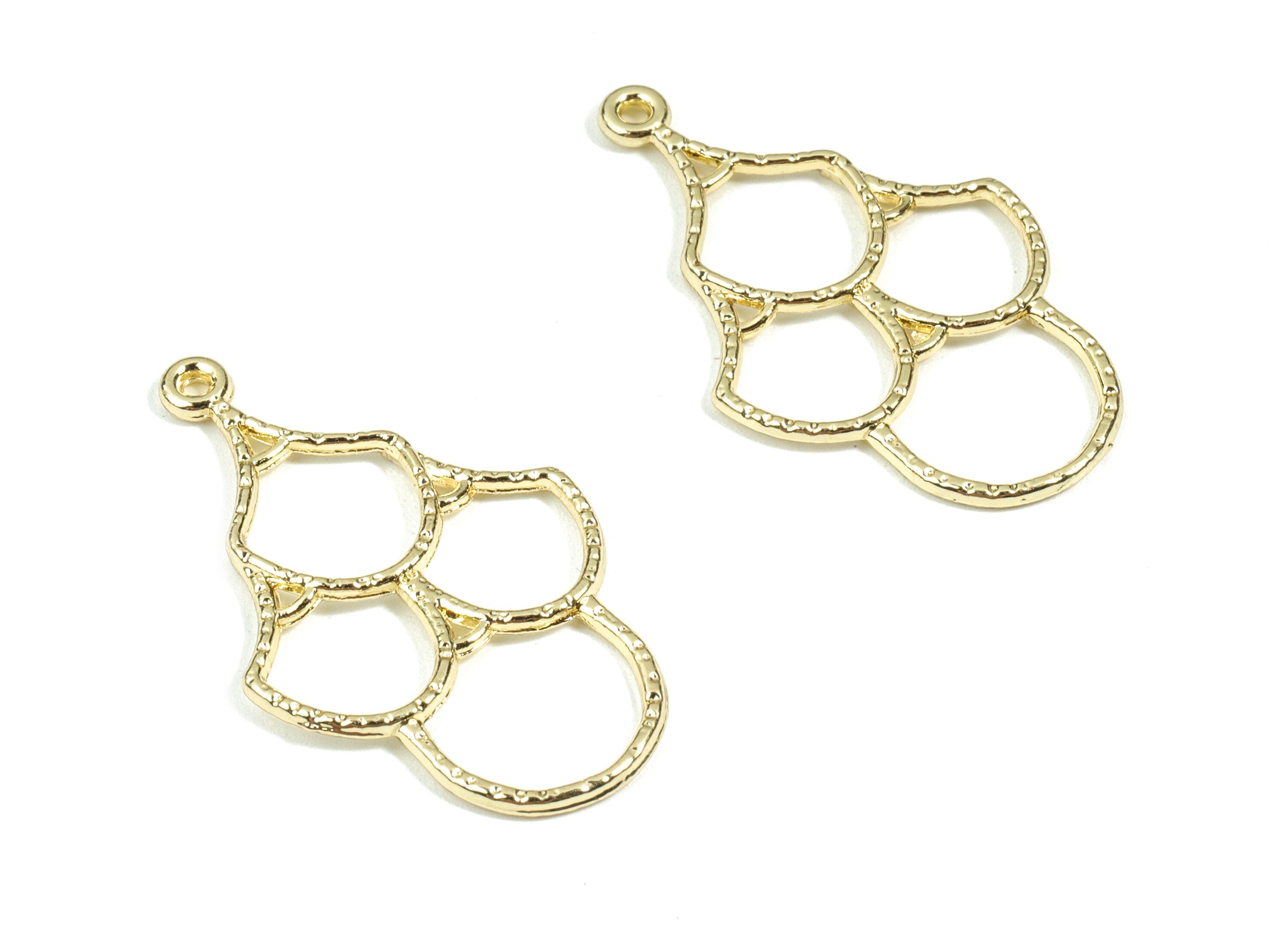 Alloy Drops Earring Charms - KC Gold Drop Pendant - KC Gold Plating - Earring Findings - Jewelry Supplies - 34.37x20.55x1.3mm - ZZ1697 - DOMEDBAZAAR