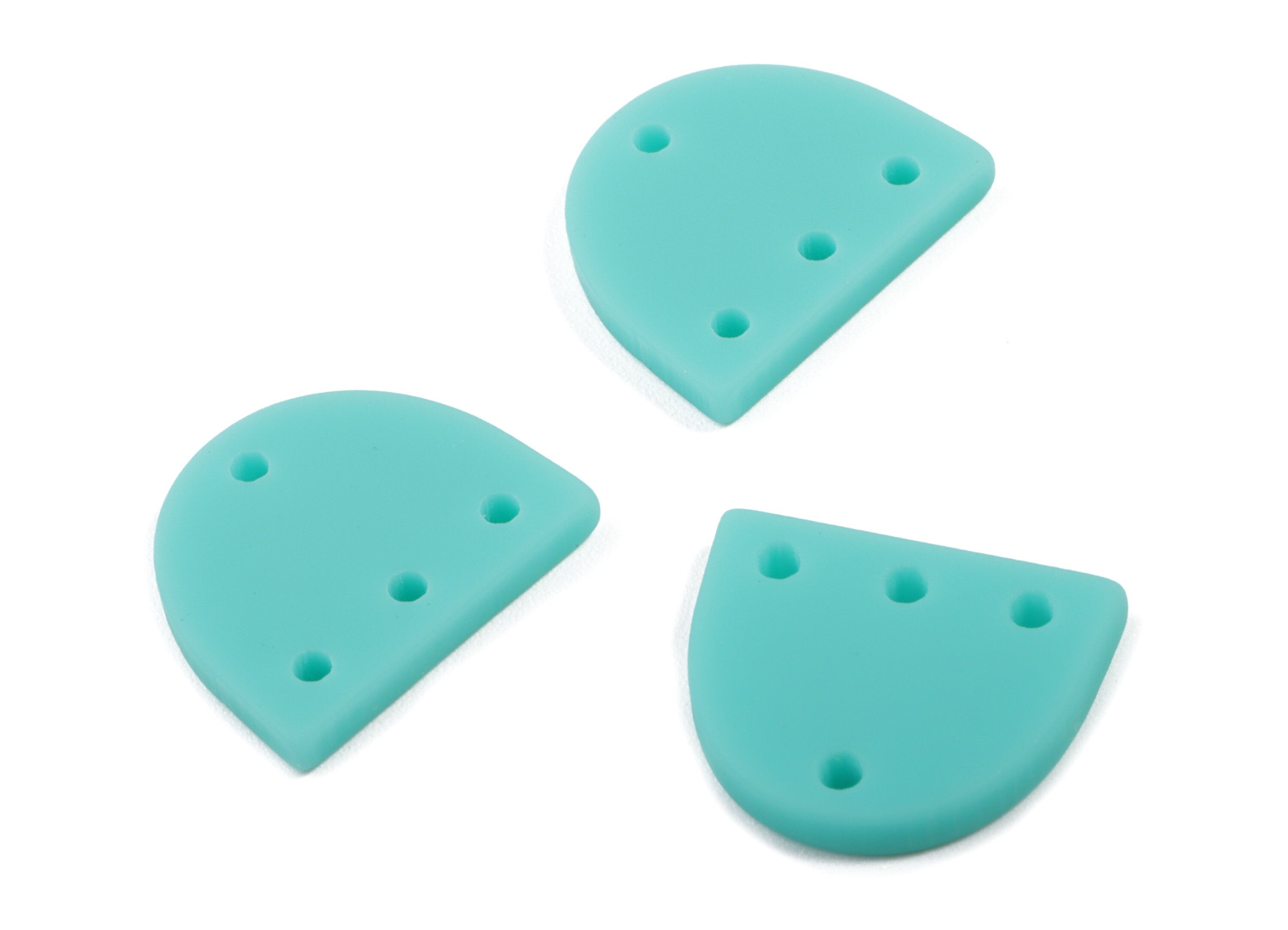 Acrylic Mini D Earring Connector - Matte Semi Circle Earring - 4 Holes - Jewelry Supplies - Color Code:A467 - 14.57x12.16x2.18mm - AC1896B - DOMEDBAZAAR