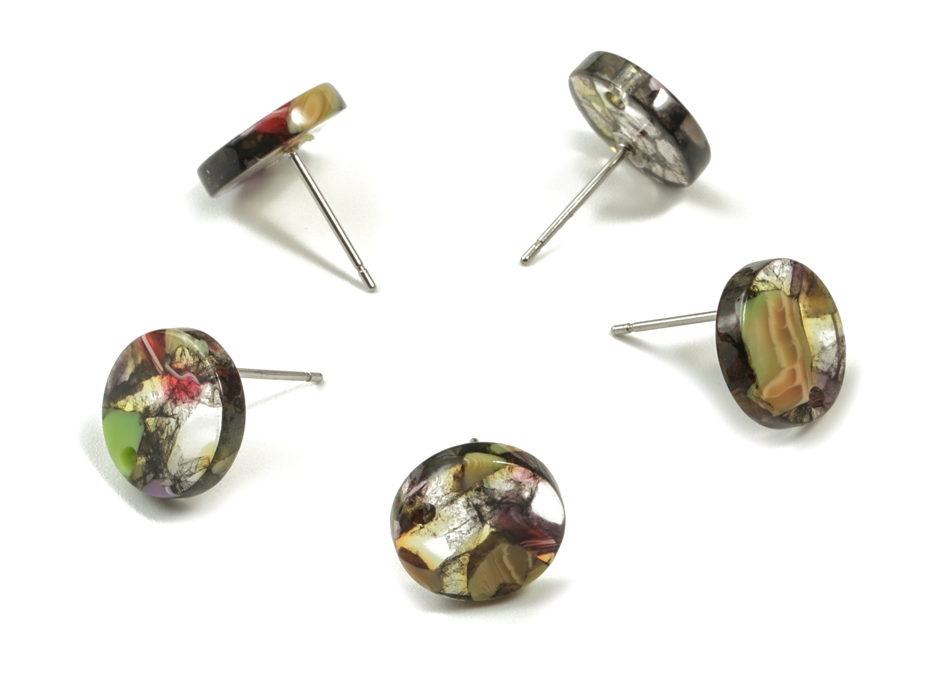 Acetate Round Earring Stud - Round Earring Post and Stud - Earring Findings  - Color Code: A242 - 14.38x11.65x2.98mm - AC1523-A242 - DOMEDBAZAAR