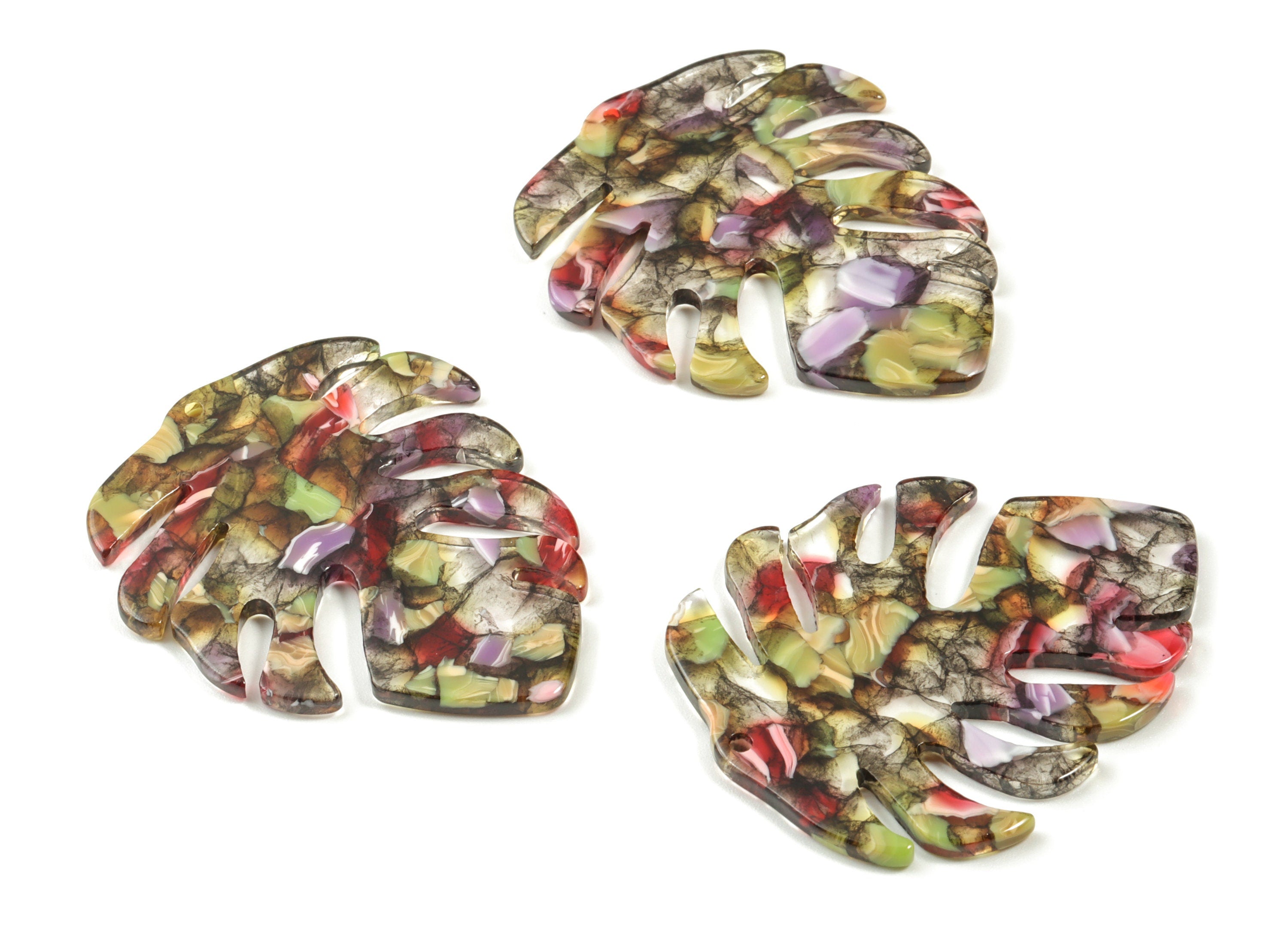 Acetate Leaf Earring Charms - Acetate Leaf Pendant - Earring Findings - Jewelry Supplies - Color Code: A242- 49.5x40.44x2.63mm - AC1451-A242 - DOMEDBAZAAR