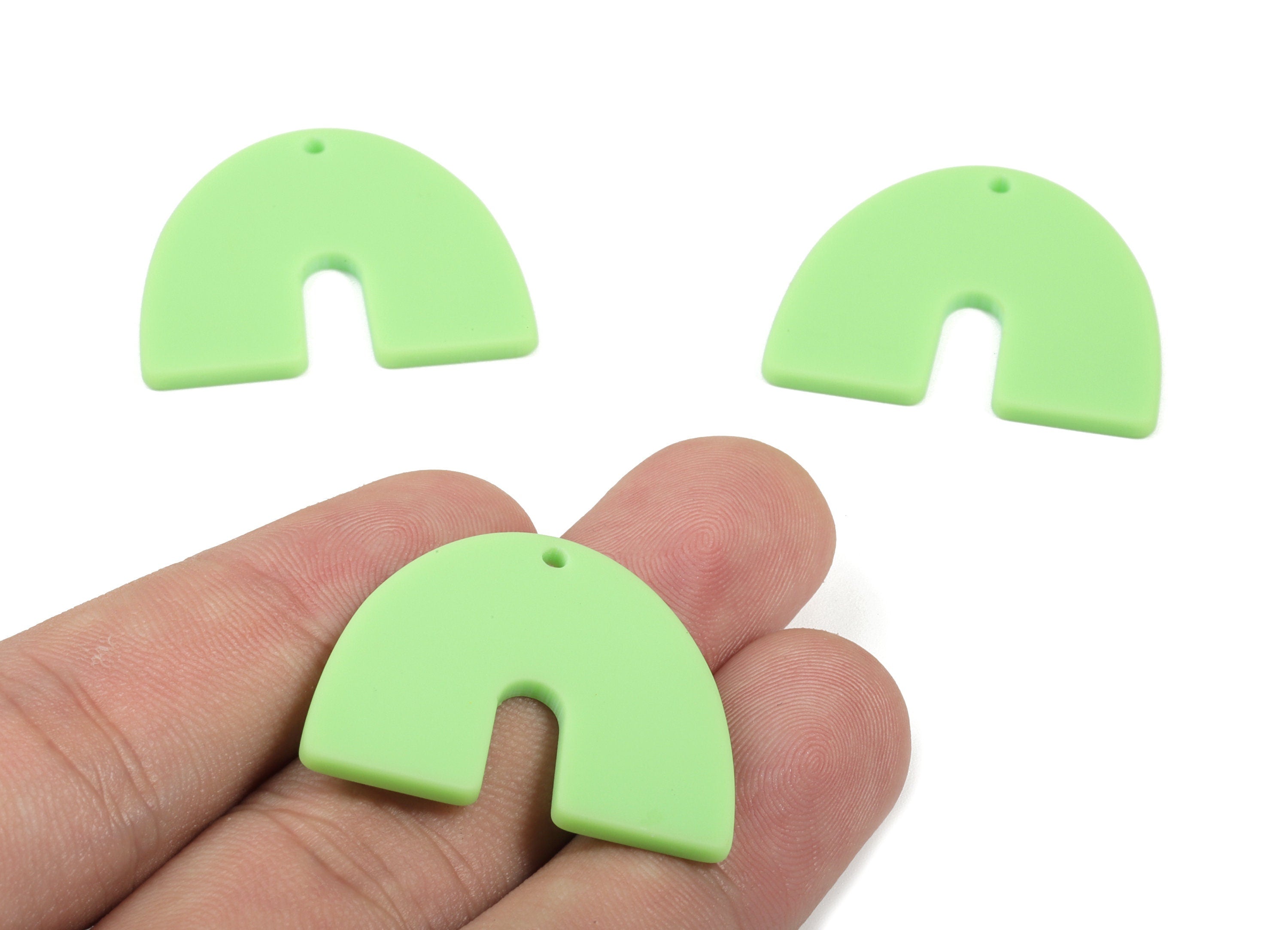 Acrylic U Earring Charms - Matte Mini Geometric Earring - Jewelry Supplies - 3 Holes - Color Code:A469 - 30.96x24.62x2.19mm - AC1894D - DOMEDBAZAAR