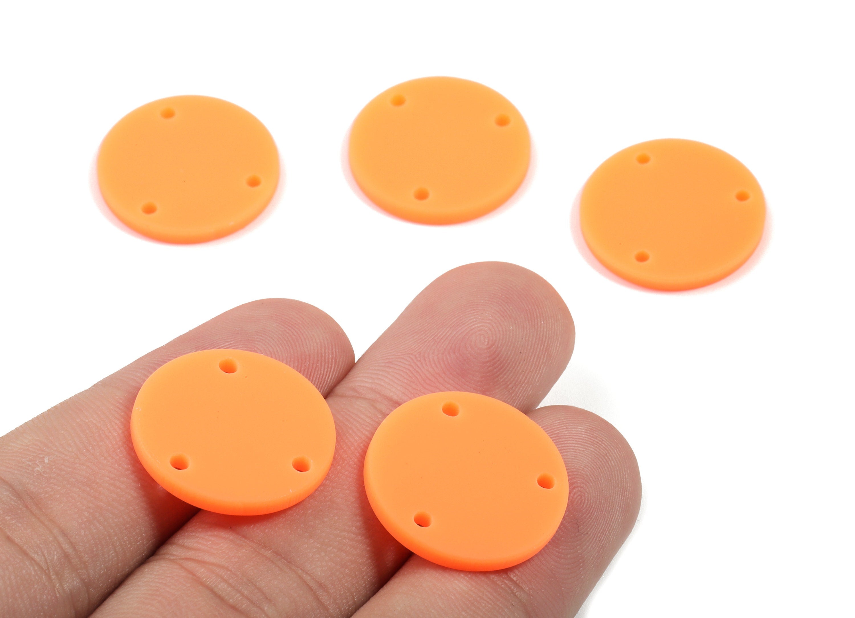 Acrylic Mini Circle Earring Connector - Matte Mini Round Earring - 3 Holes - Jewelry Supplies - Color Code:A466 - 19.8x19.8x2.18mm - AC1891A - DOMEDBAZAAR