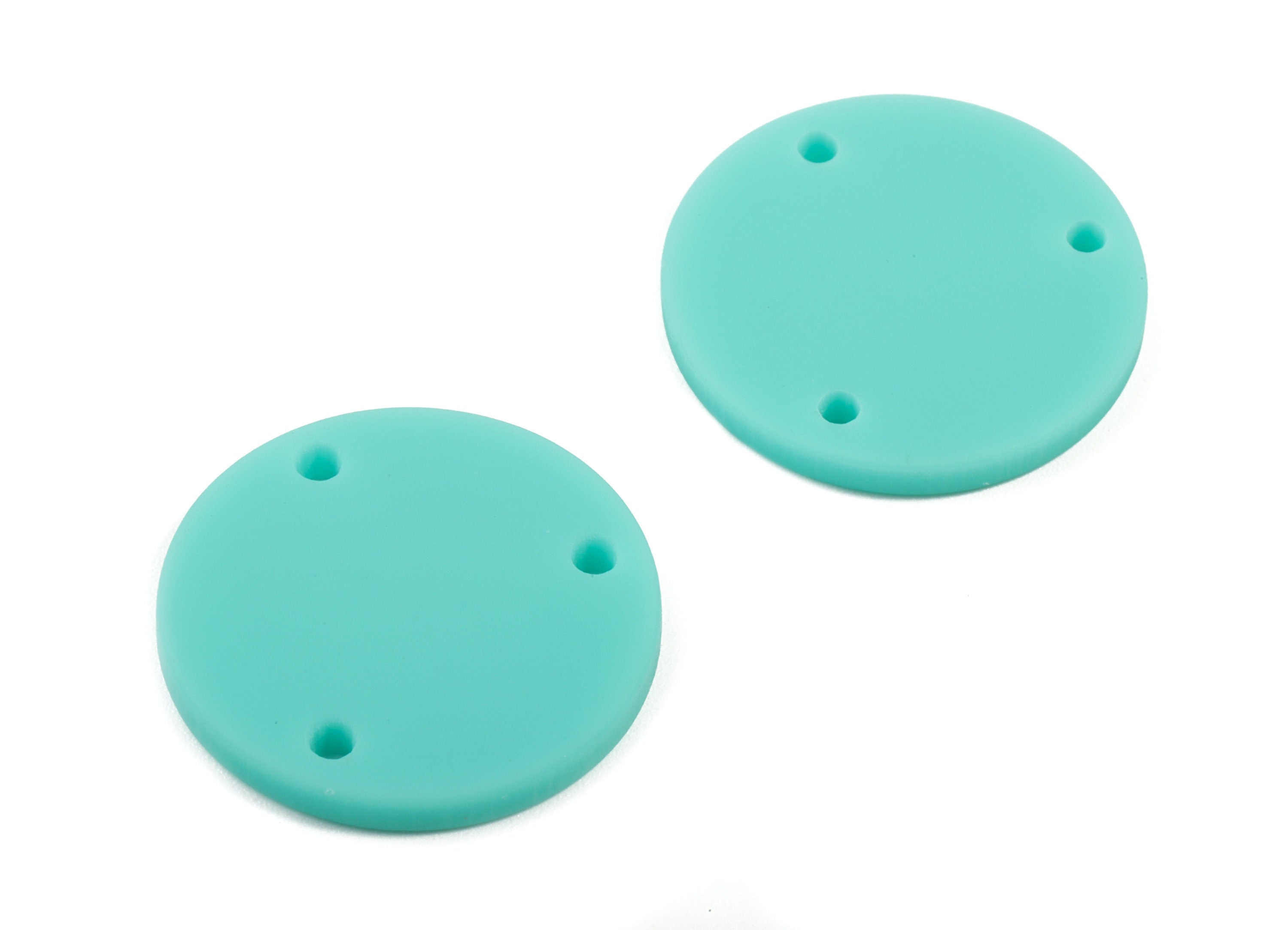 Acrylic Mini Circle Earring Connector - Matte Mini Round Earring - 3 Holes - Jewelry Supplies - Color Code:A467 - 19.8x19.8x2.18mm - AC1891B - DOMEDBAZAAR