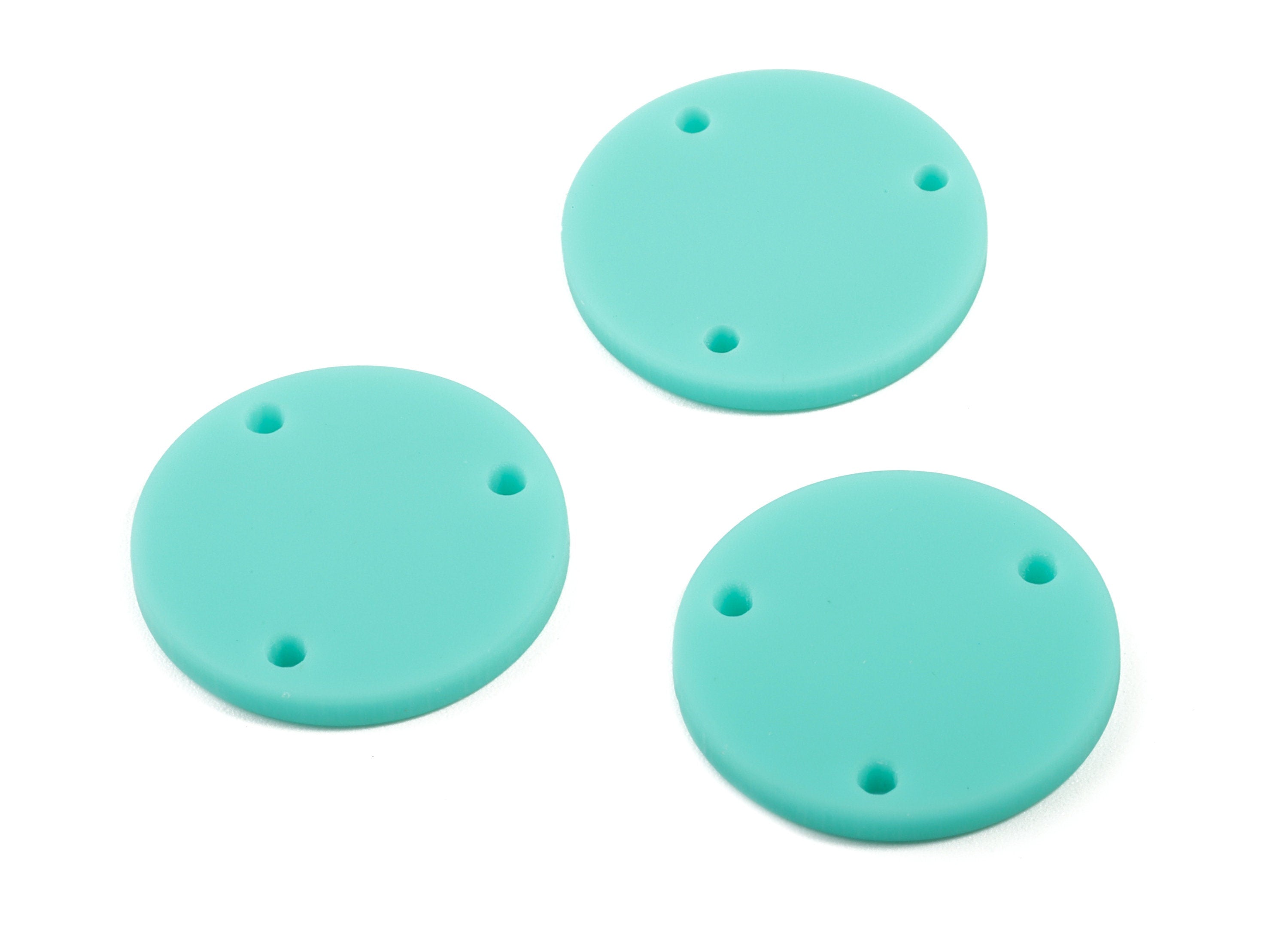 Acrylic Mini Circle Earring Connector - Matte Mini Round Earring - 3 Holes - Jewelry Supplies - Color Code:A467 - 19.8x19.8x2.18mm - AC1891B - DOMEDBAZAAR