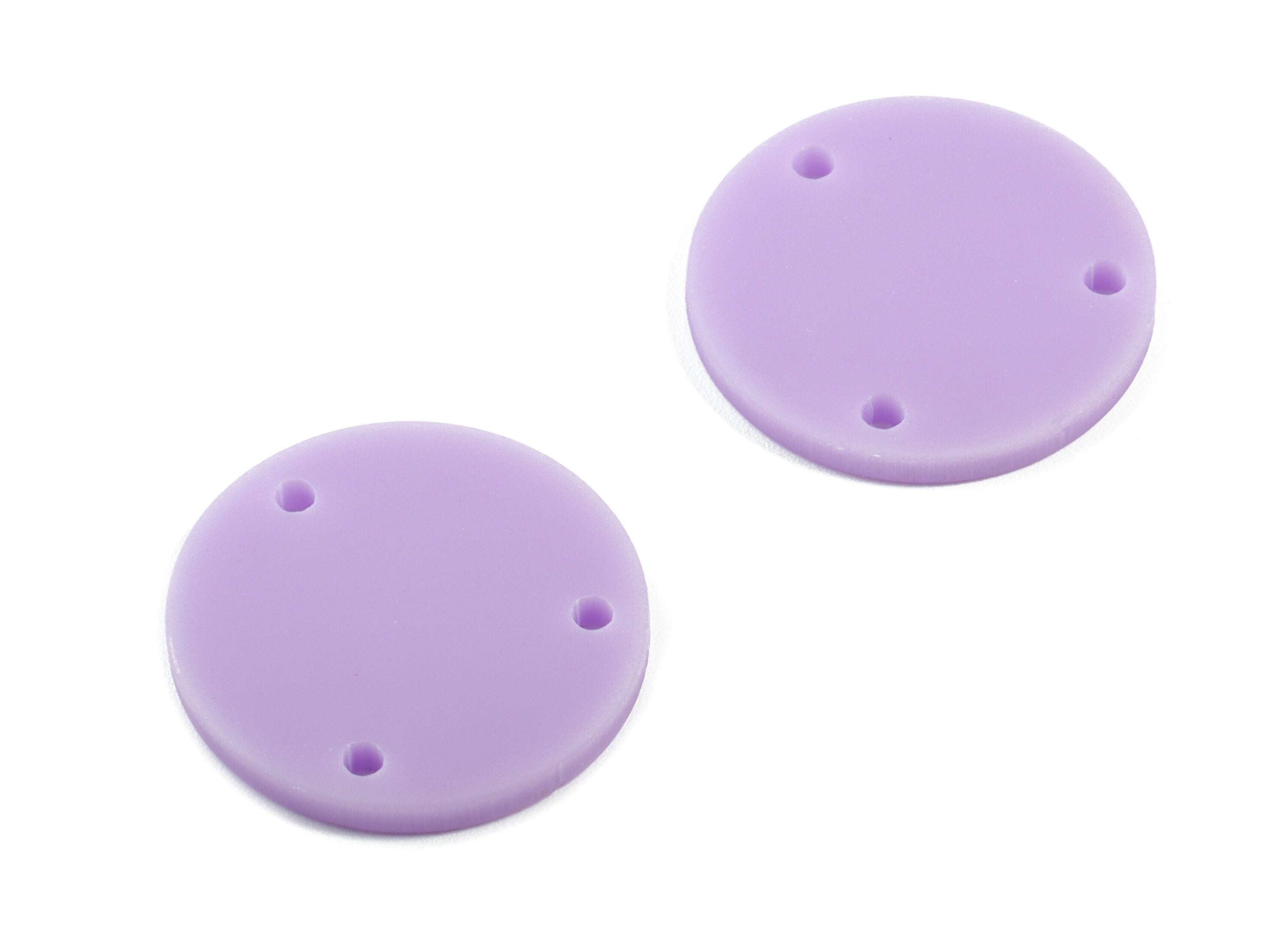 Acrylic Mini Circle Earring Connector - Matte Mini Round Earring - 3 Holes - Jewelry Supplies - Color Code:A468 - 19.8x19.8x2.18mm - AC1891C - DOMEDBAZAAR